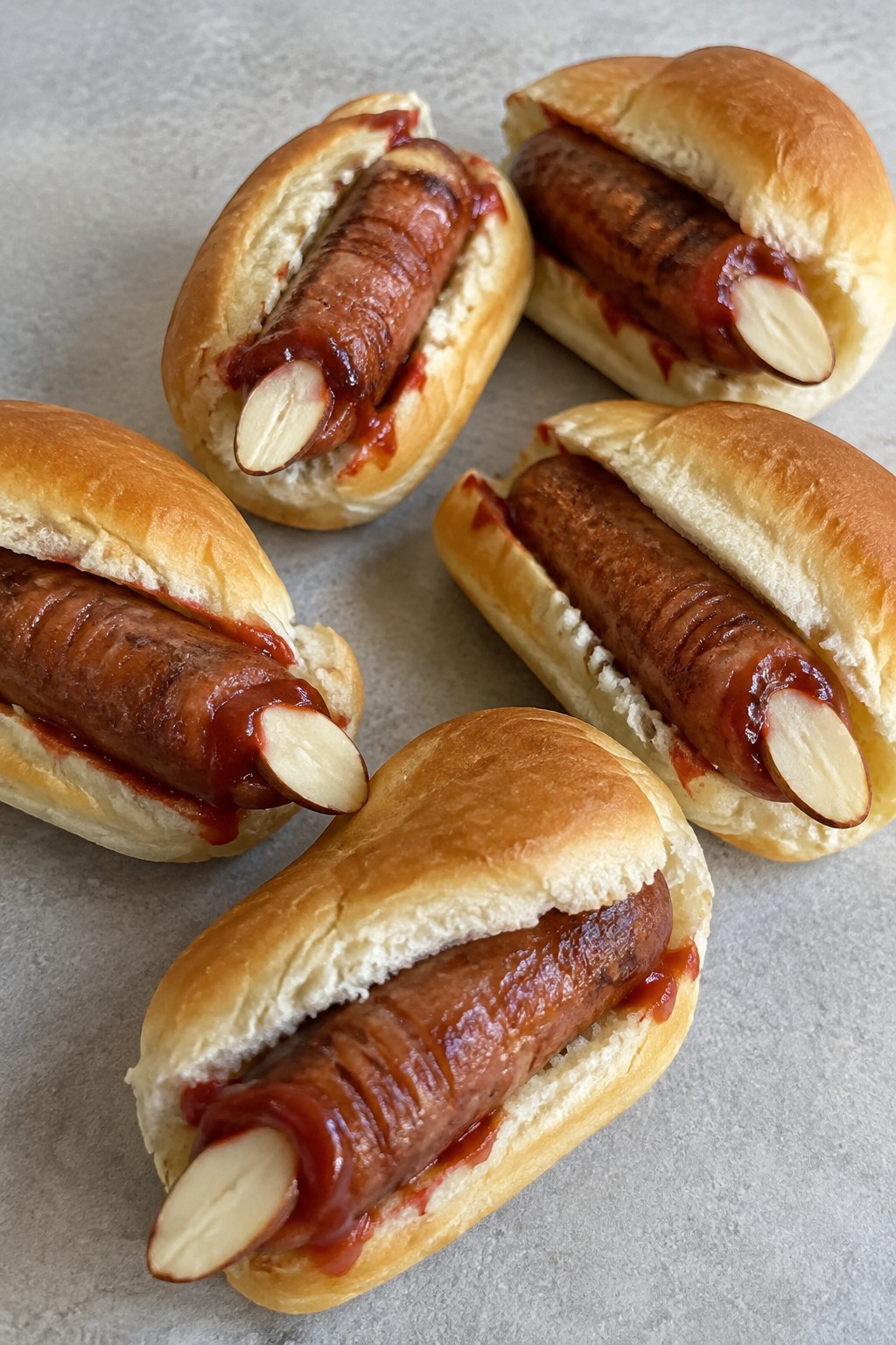 Severed Finger Sausage Sliders on Mini Buns