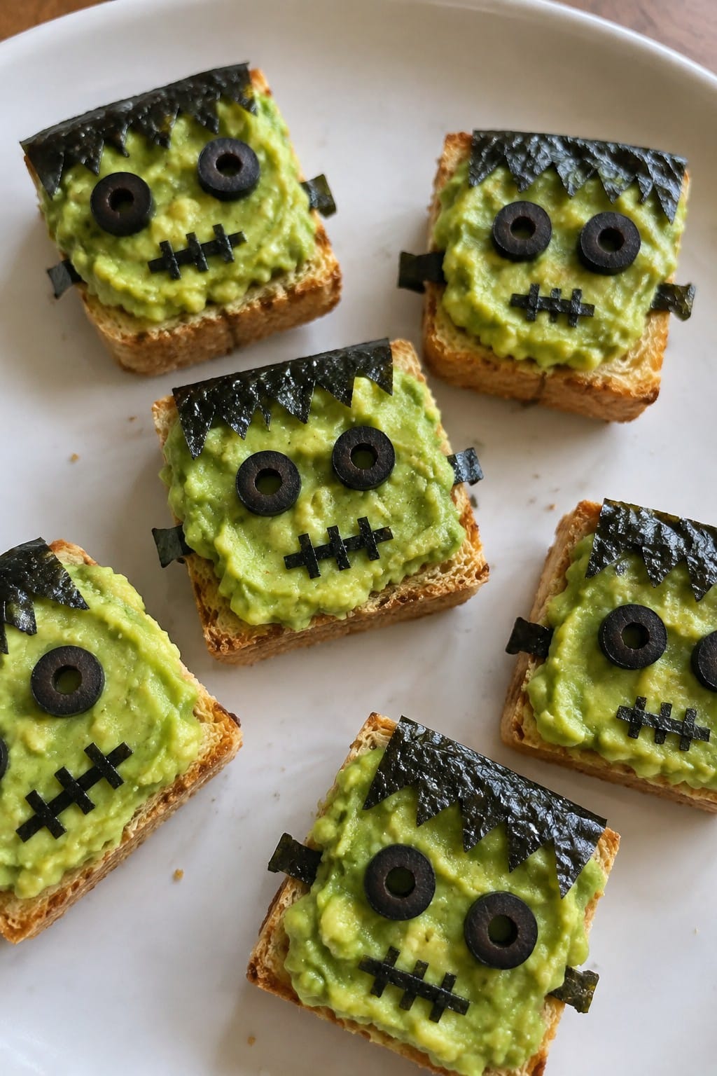 Frankenstein Avocado Toast Bites