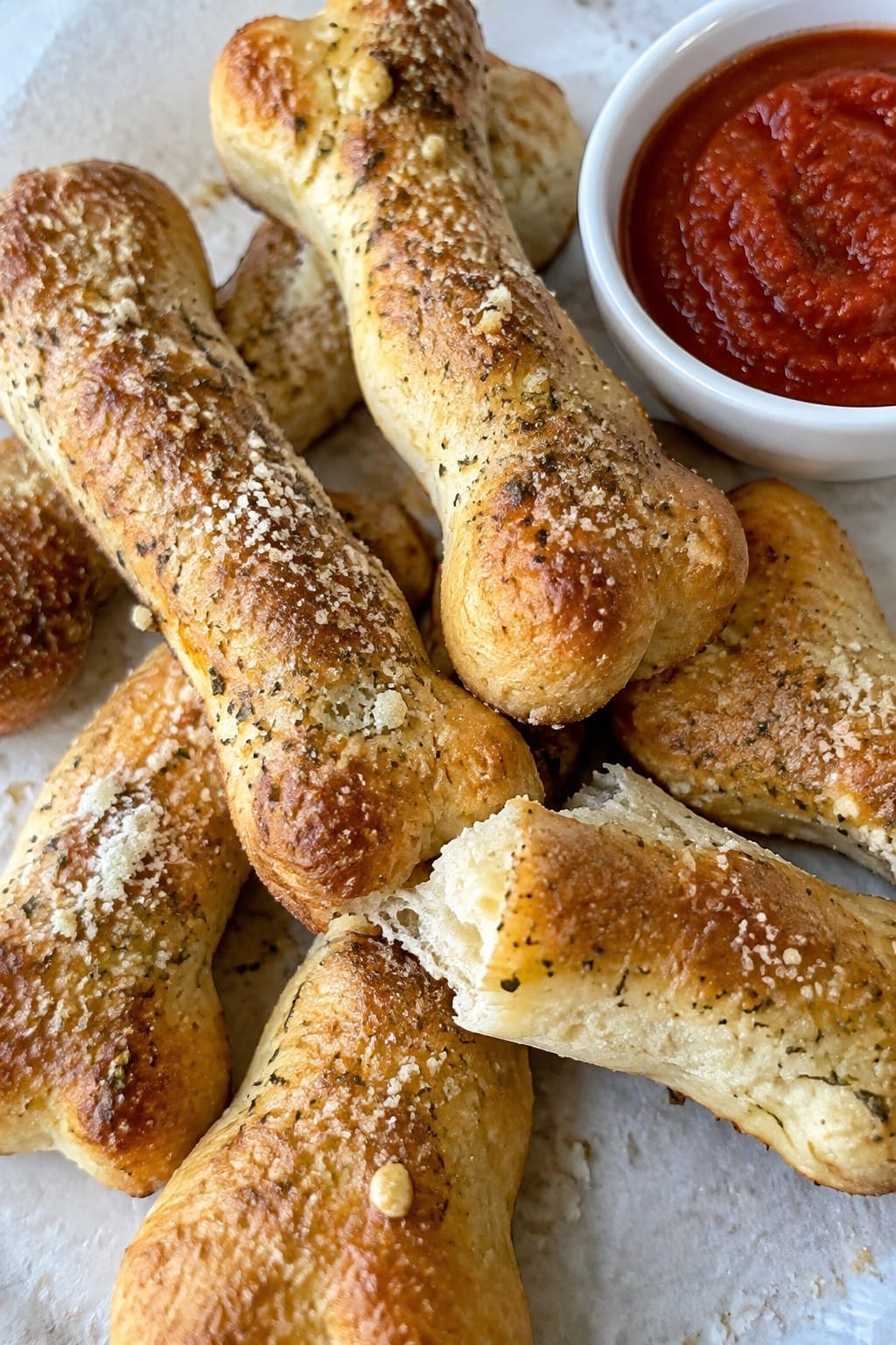 Skeleton Bone Breadsticks with Marinara