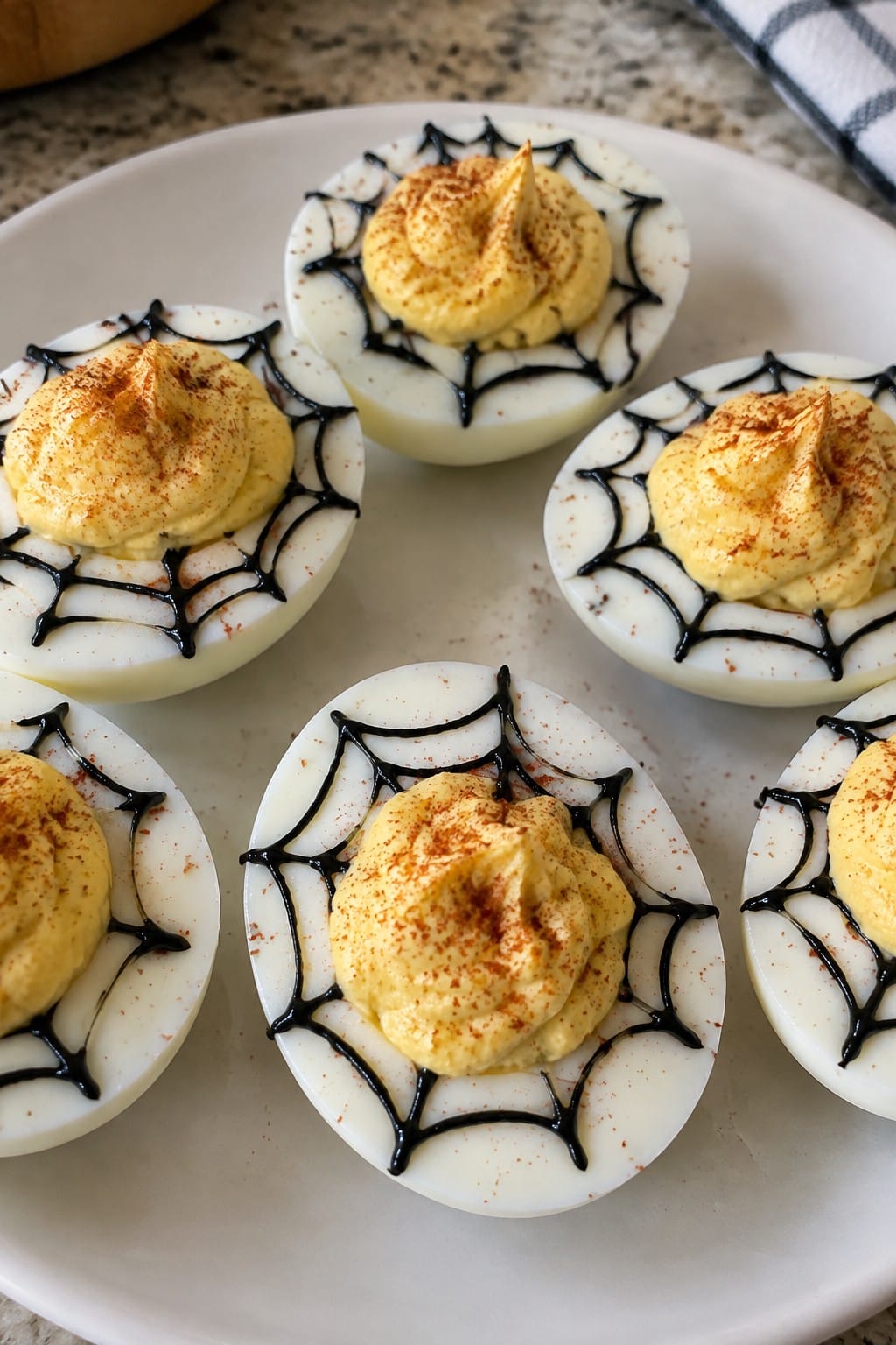 Spiderweb Deviled Eggs