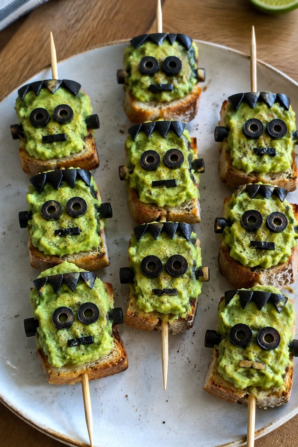 Frankenstein Avocado Toast Skewers
