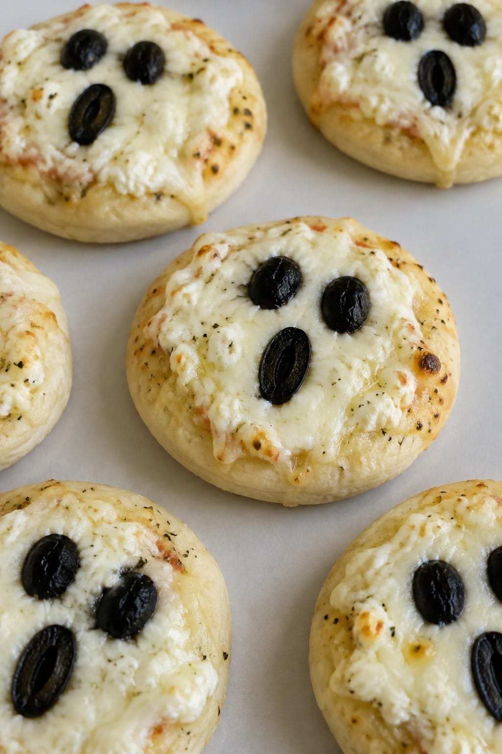 Ghostly White Cheese Pizza Bites