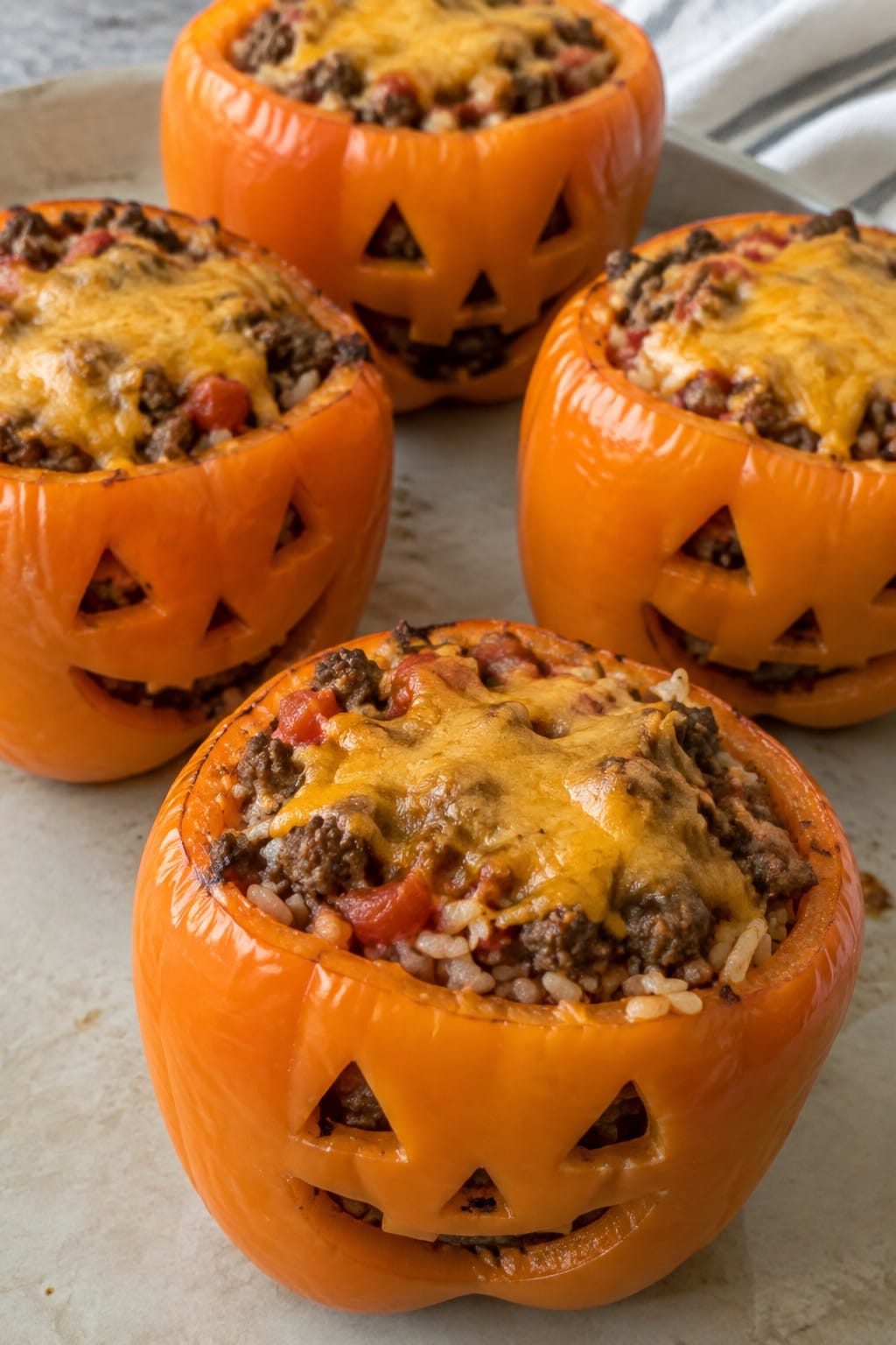 Jack-O’-Lantern Stuffed Bell Peppers