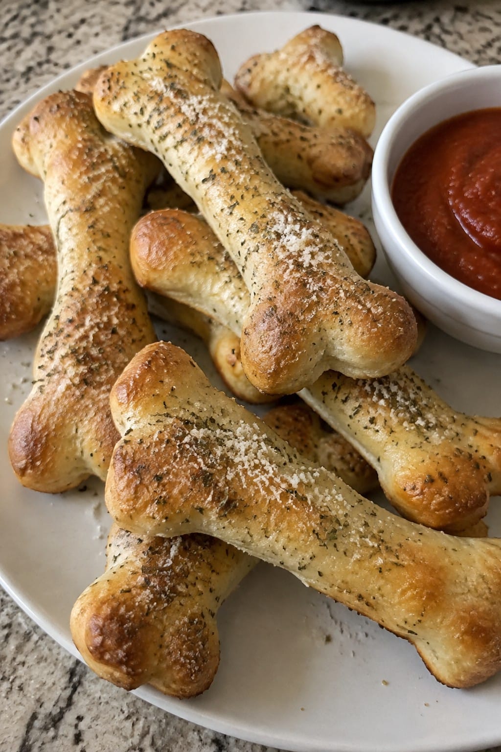 Skeleton Bone Breadsticks with Marinara