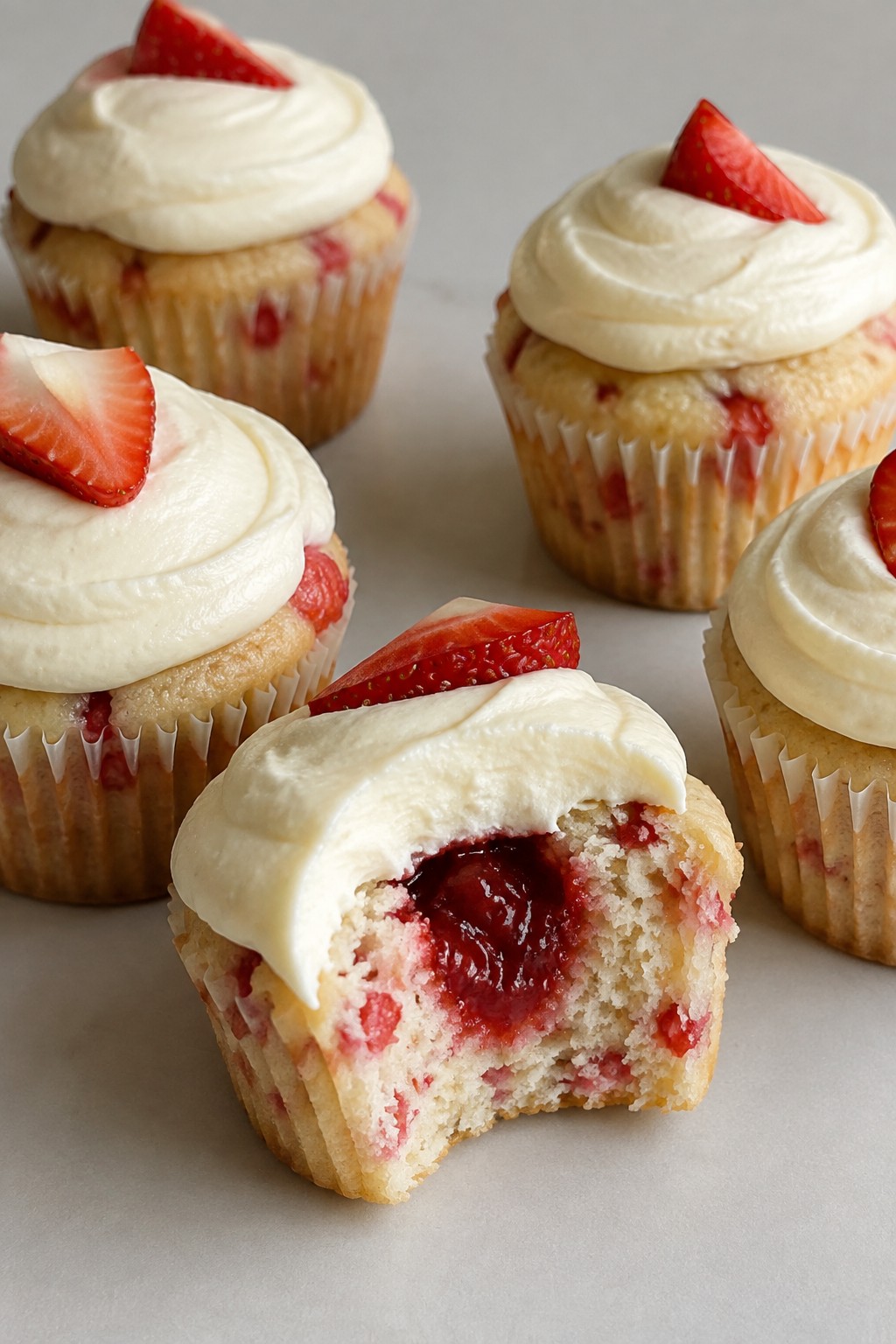 Vampire Bite Strawberry Cupcakes