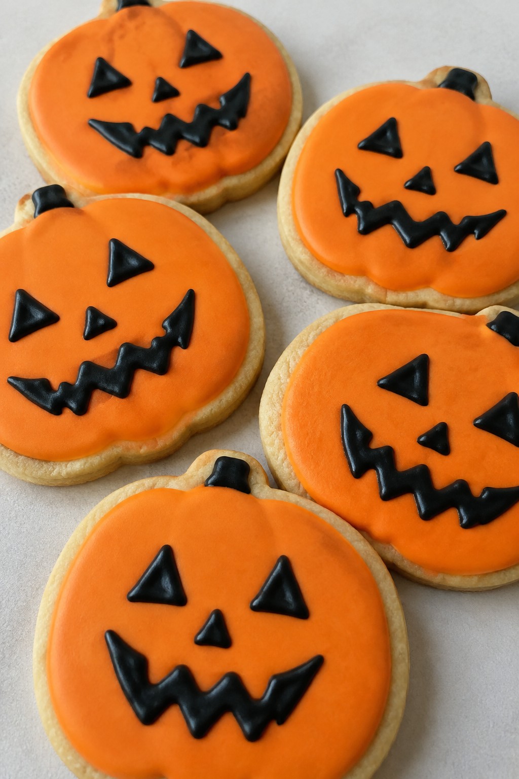 Jack-o'-Lantern Sugar Cookies with Royal Icing Faces