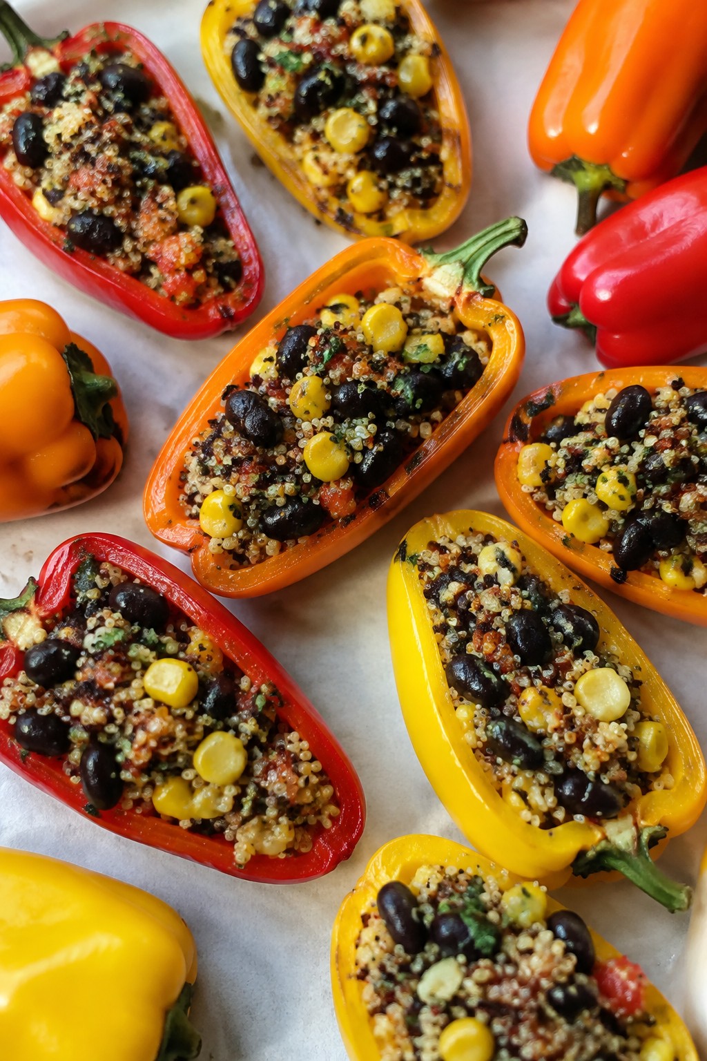Spooky Quinoa-Stuffed Mini Bell Peppers