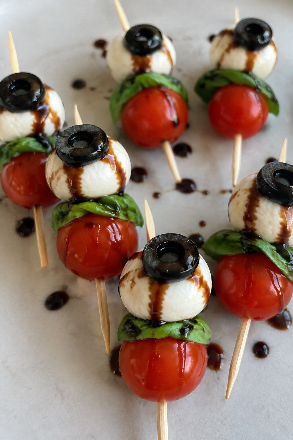 Eyeball Caprese Skewers with Balsamic Glaze