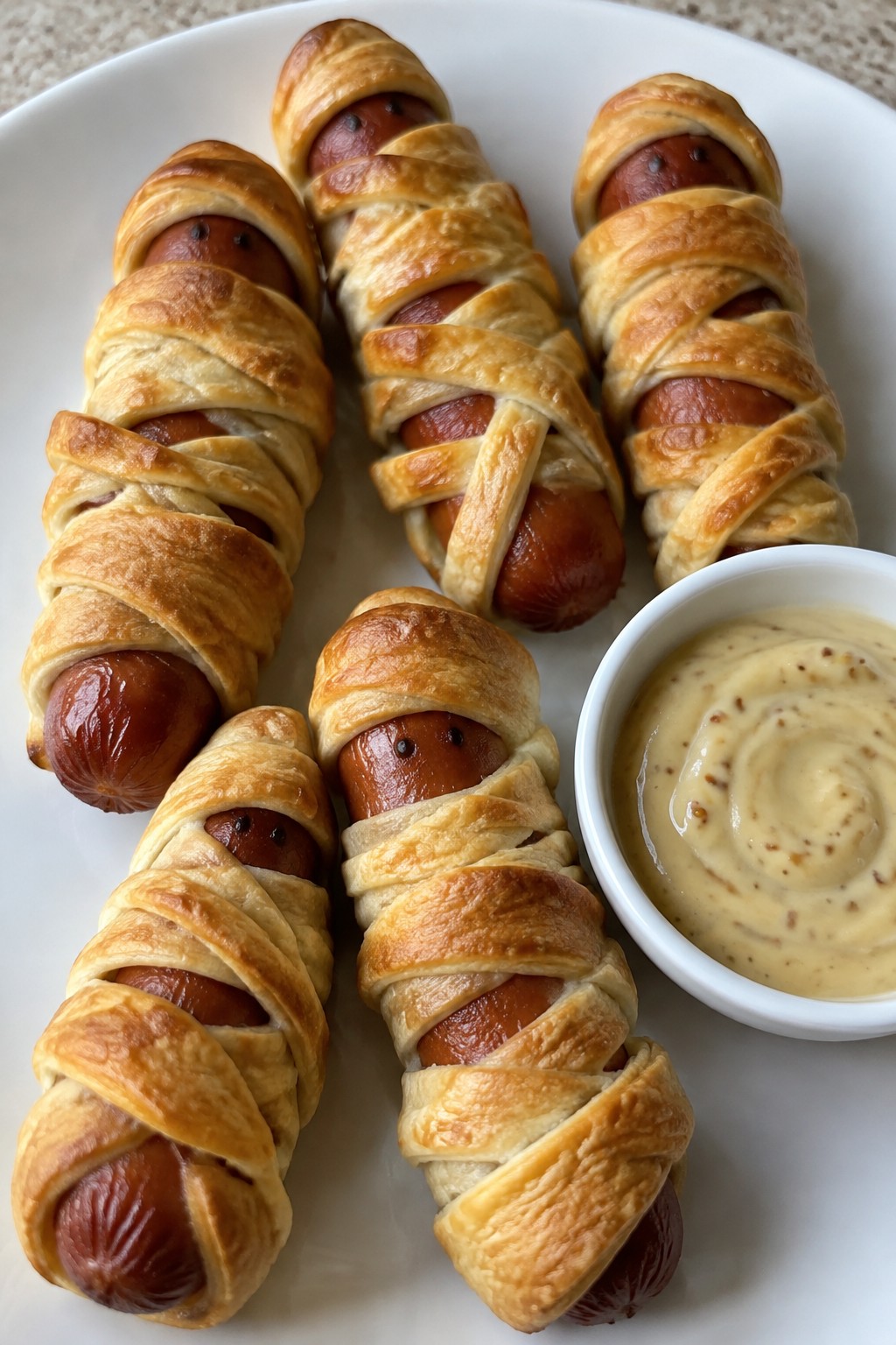 Mummy Hot Dogs with Dijon Dipping Sauce