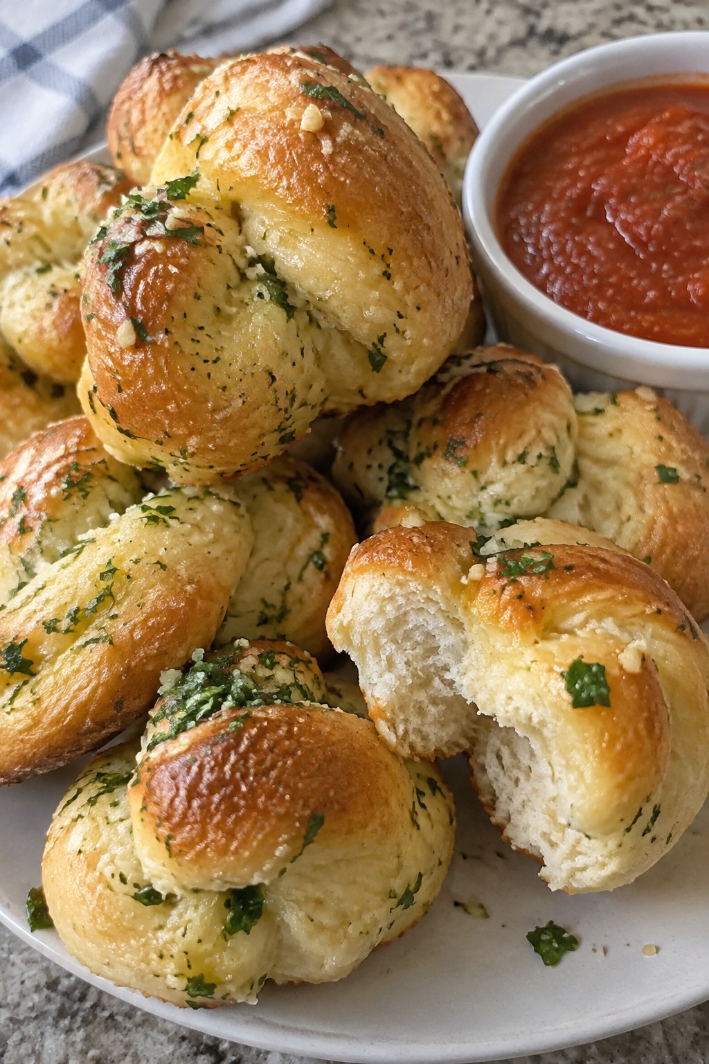 Vampire Garlic Knots with Marinara