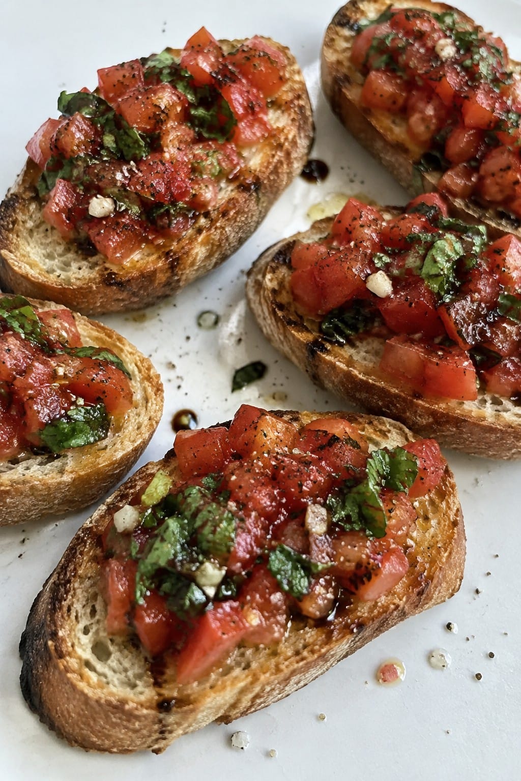 Bloody Tomato and Basil Bruschetta on Toasted Baguette