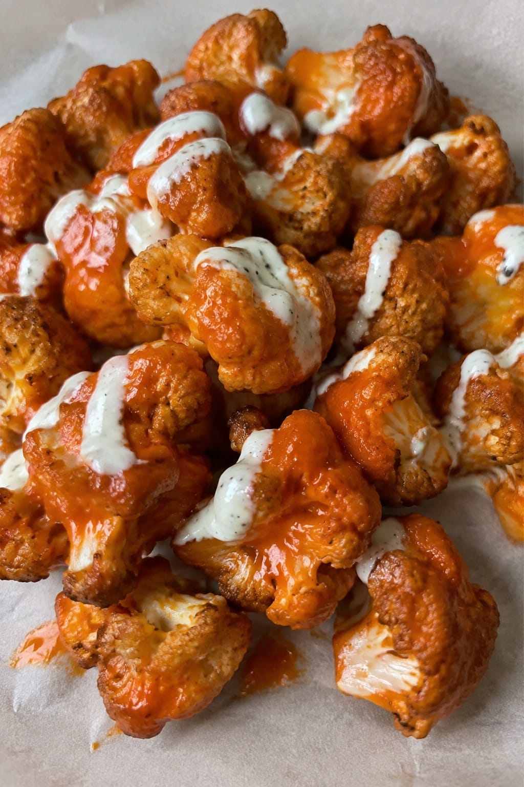 Buffalo Cauliflower Bat Bites with Cool Ranch Drizzle