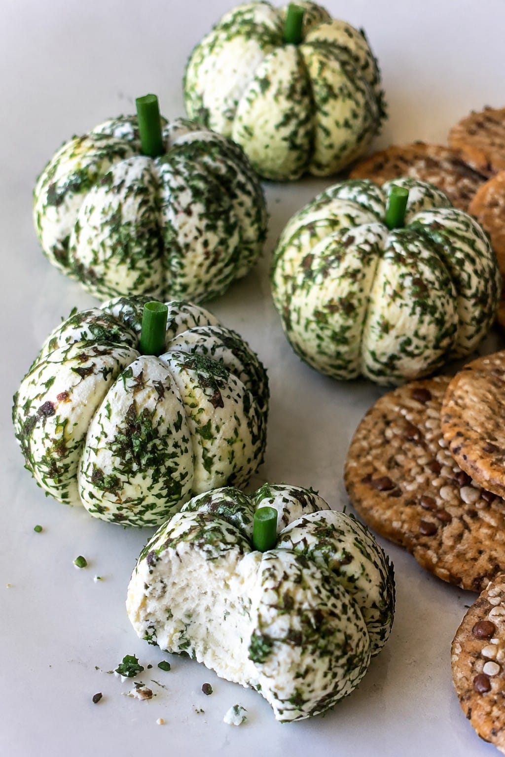 Herbed Goat Cheese Pumpkins Served with Seeded Crackers