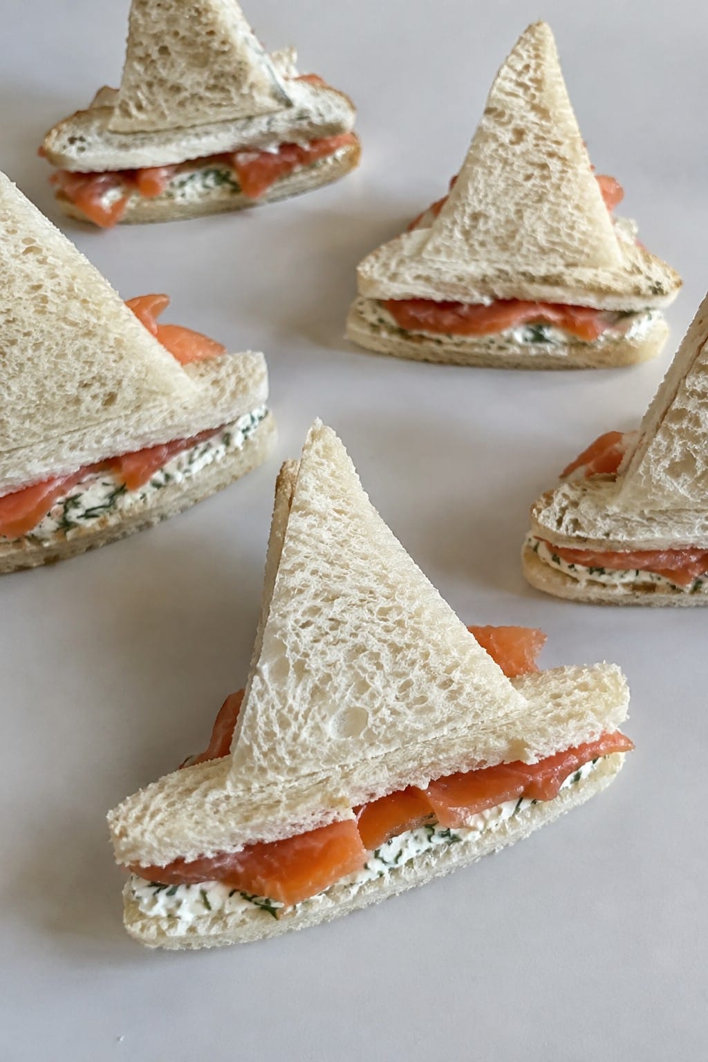 Smoked Salmon Witch Hat Tea Sandwiches with Dill Cream Cheese