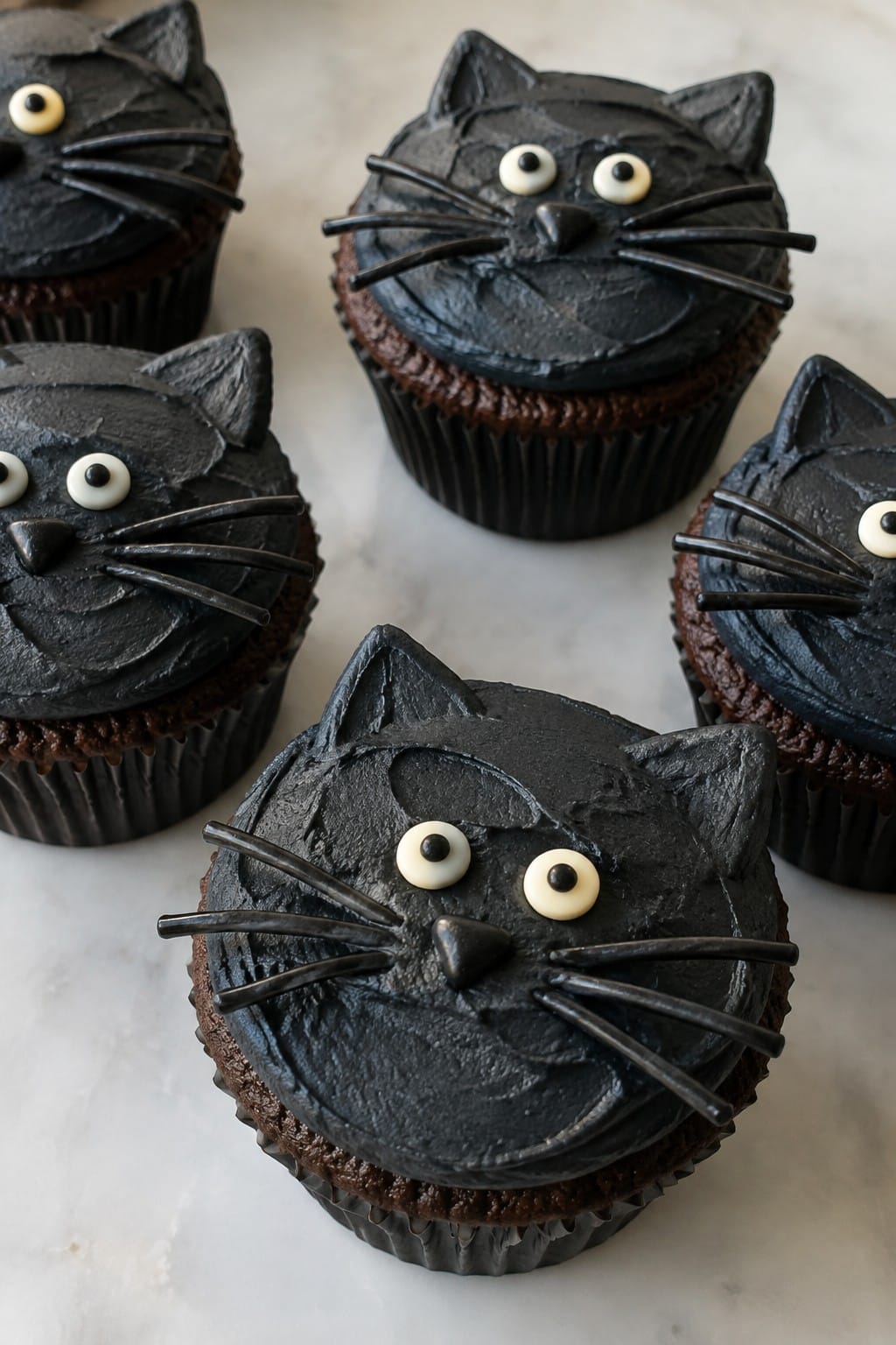 Black Cat Licorice Whisker Cupcakes