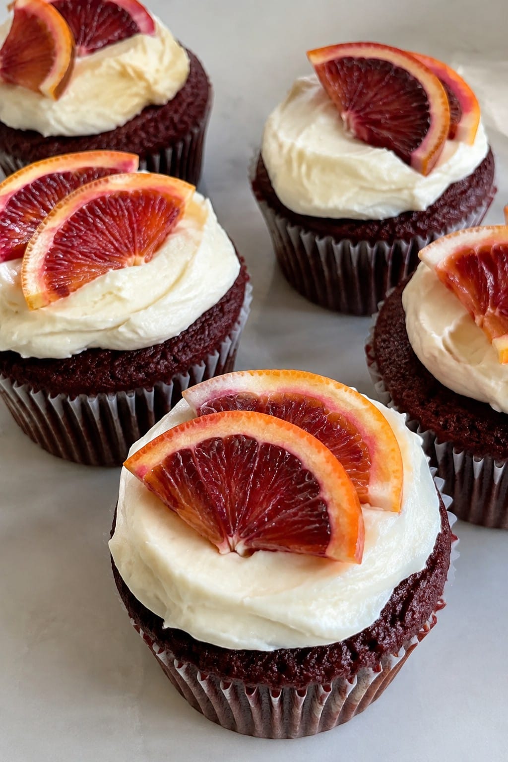 Blood Orange Red Velvet Cupcakes