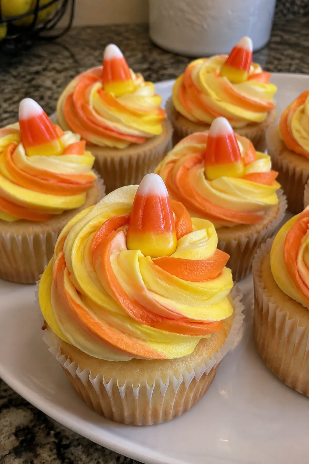 Candy Corn Swirl Buttercream Cupcakes