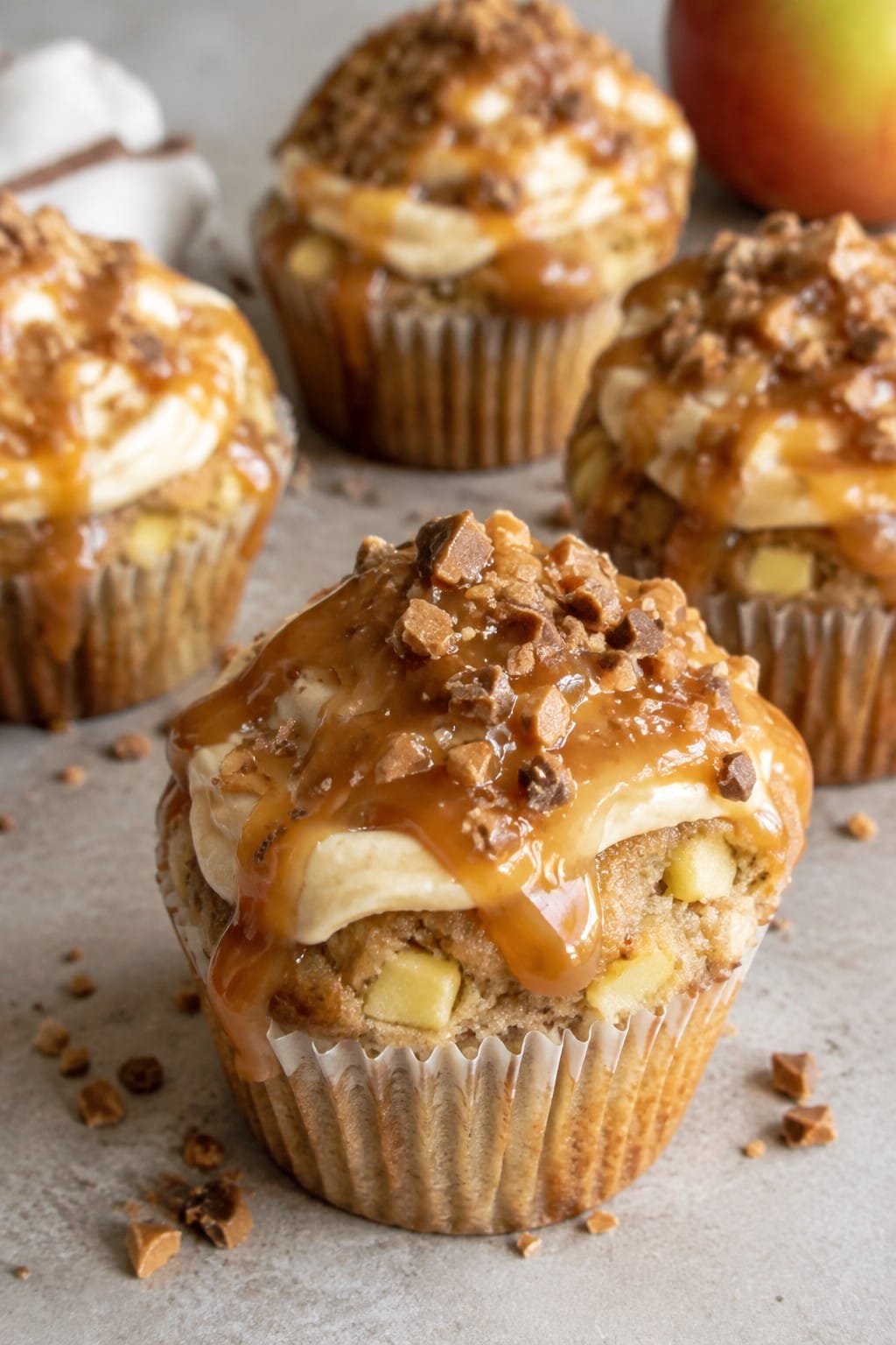 Caramel Apple Toffee Crunch Cupcakes
