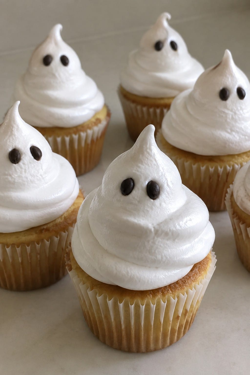 Ghostly Vanilla Meringue Cupcakes