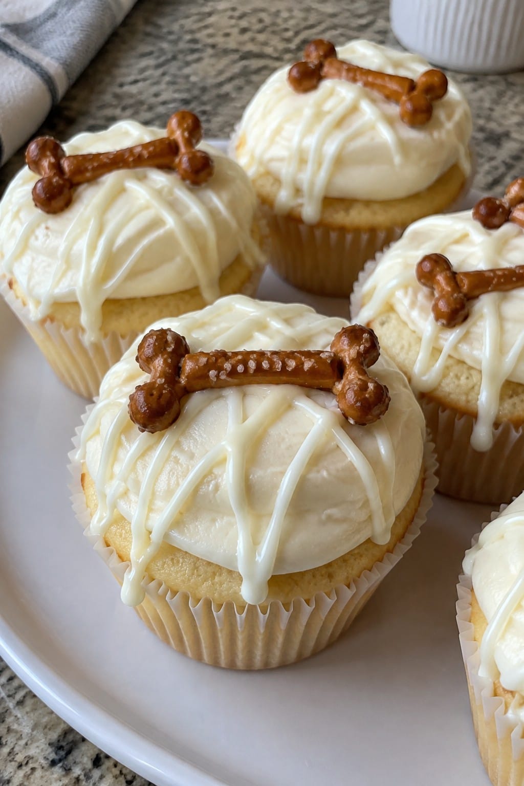 Skeleton Bone White Chocolate Drizzle Cupcakes