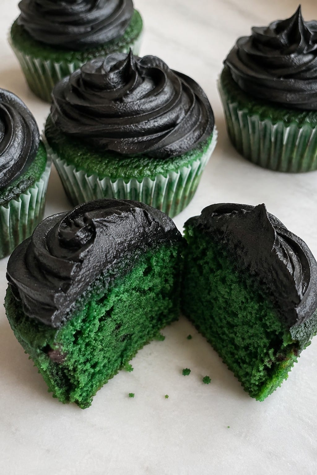 Witch's Cauldron Green Velvet Cupcakes