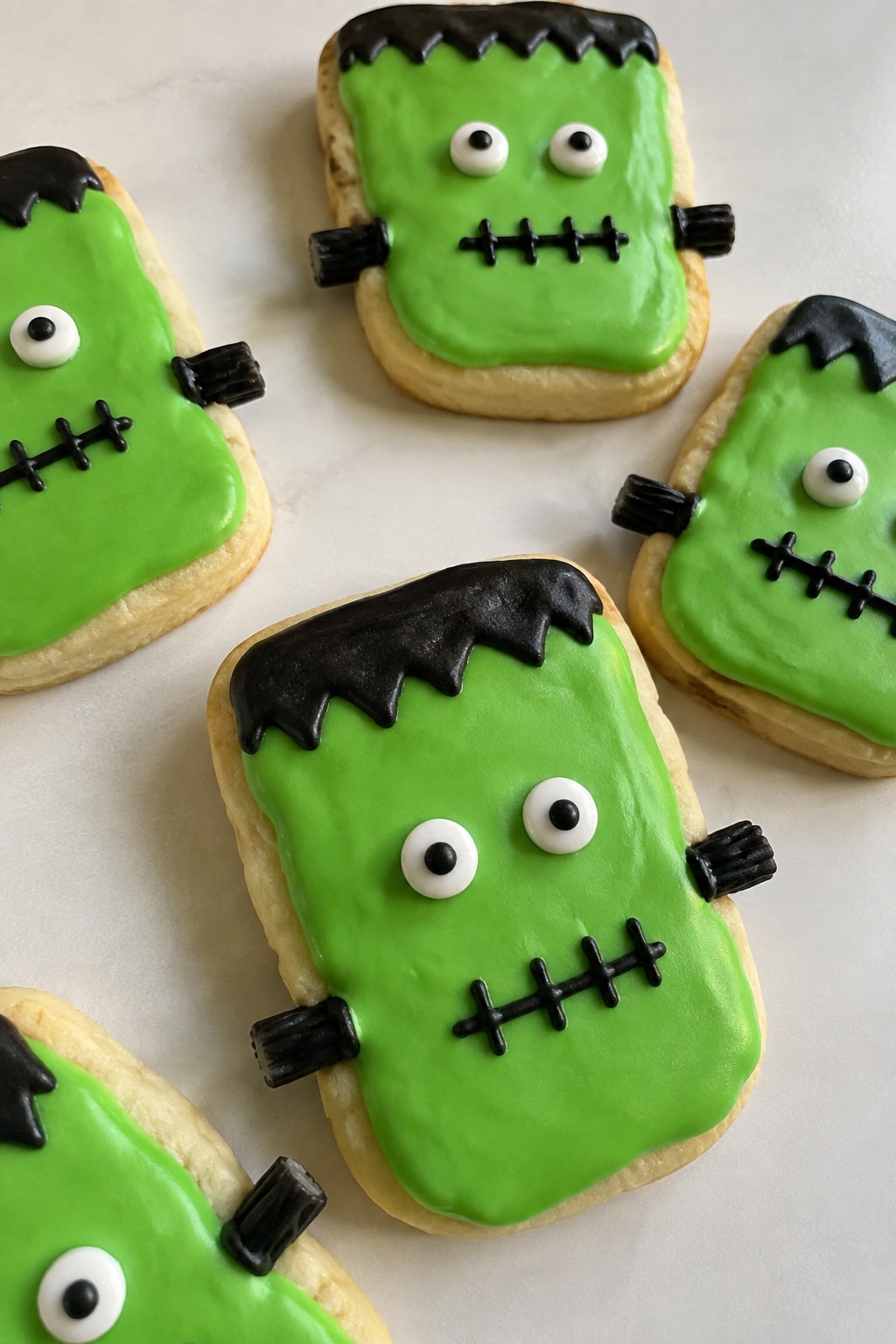 Frankenstein Monster Green Cookies with Bolt Details
