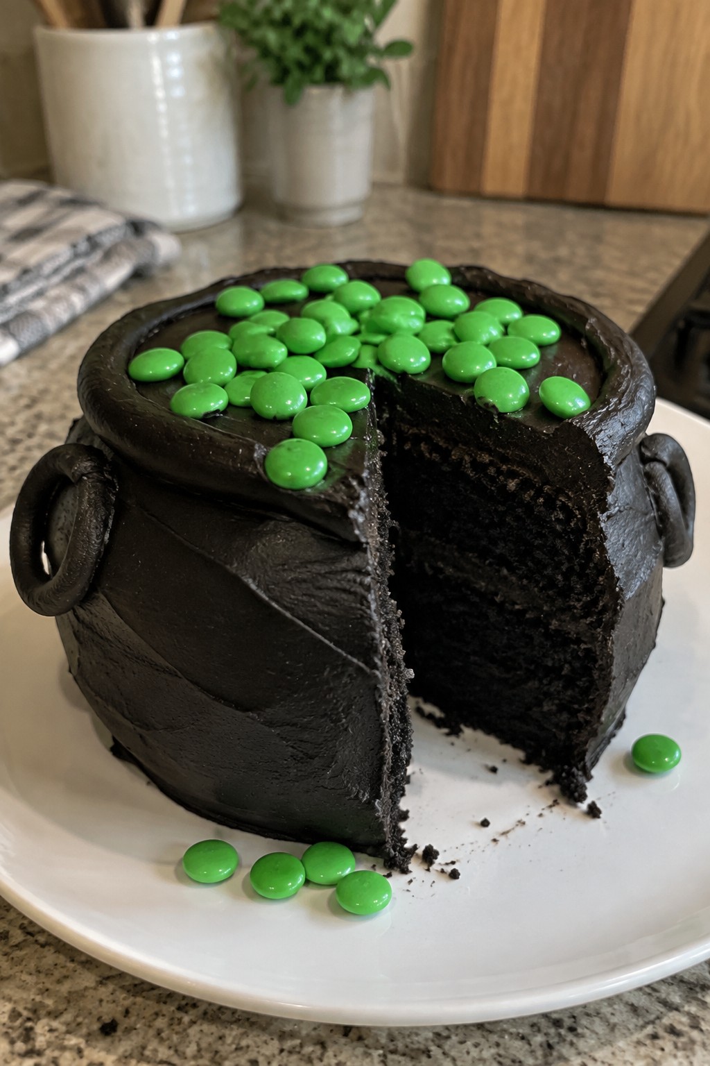 Black Cocoa Witch Cauldron Cake