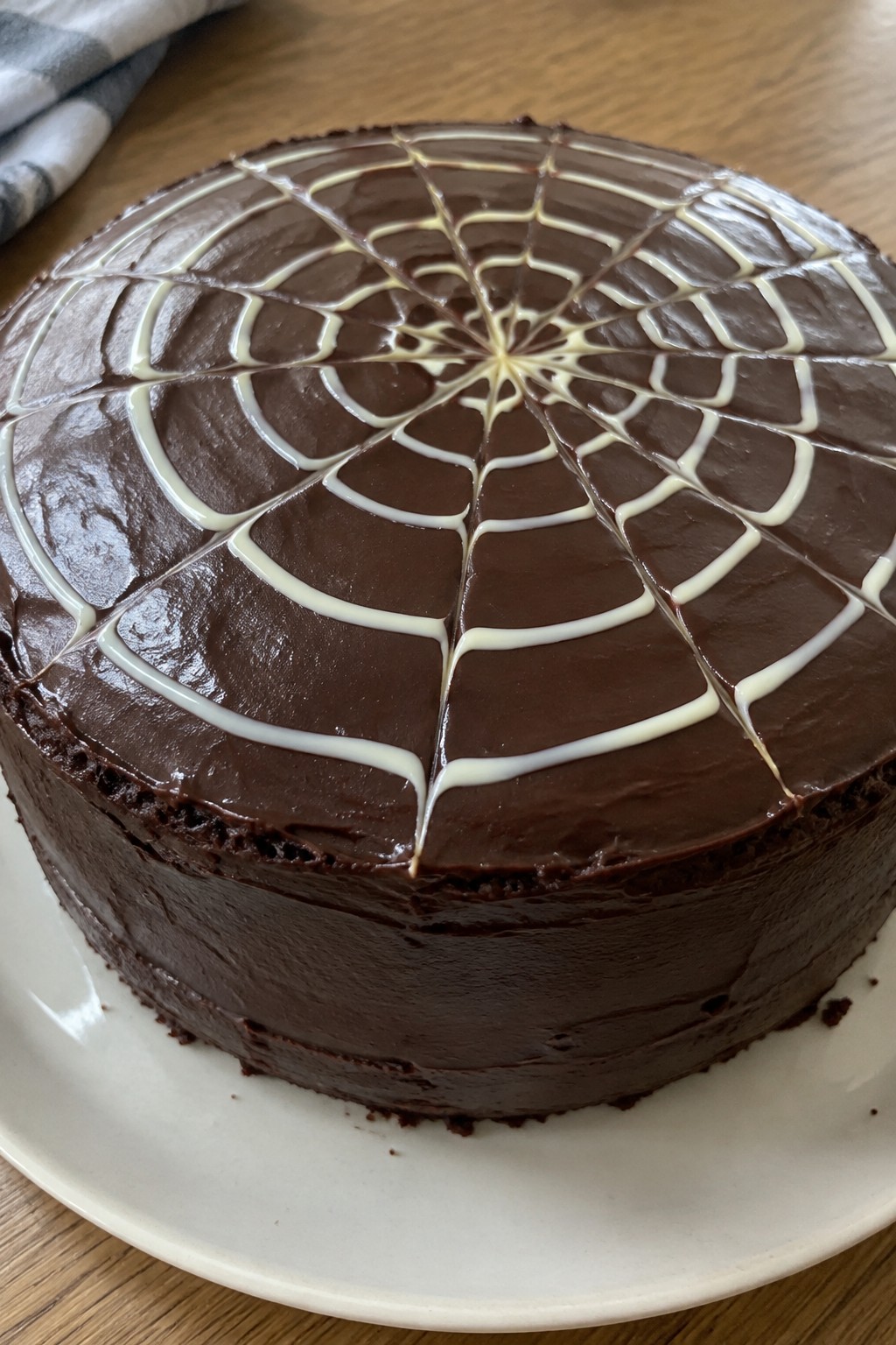 Chocolate Spiderweb Layer Cake