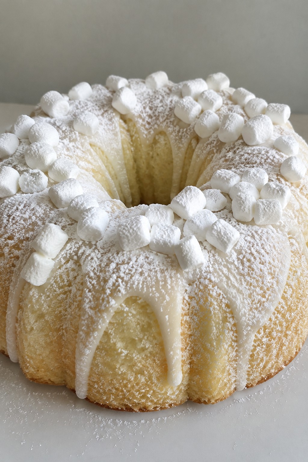 Ghostly Vanilla Bundt Cake with Marshmallow Topping