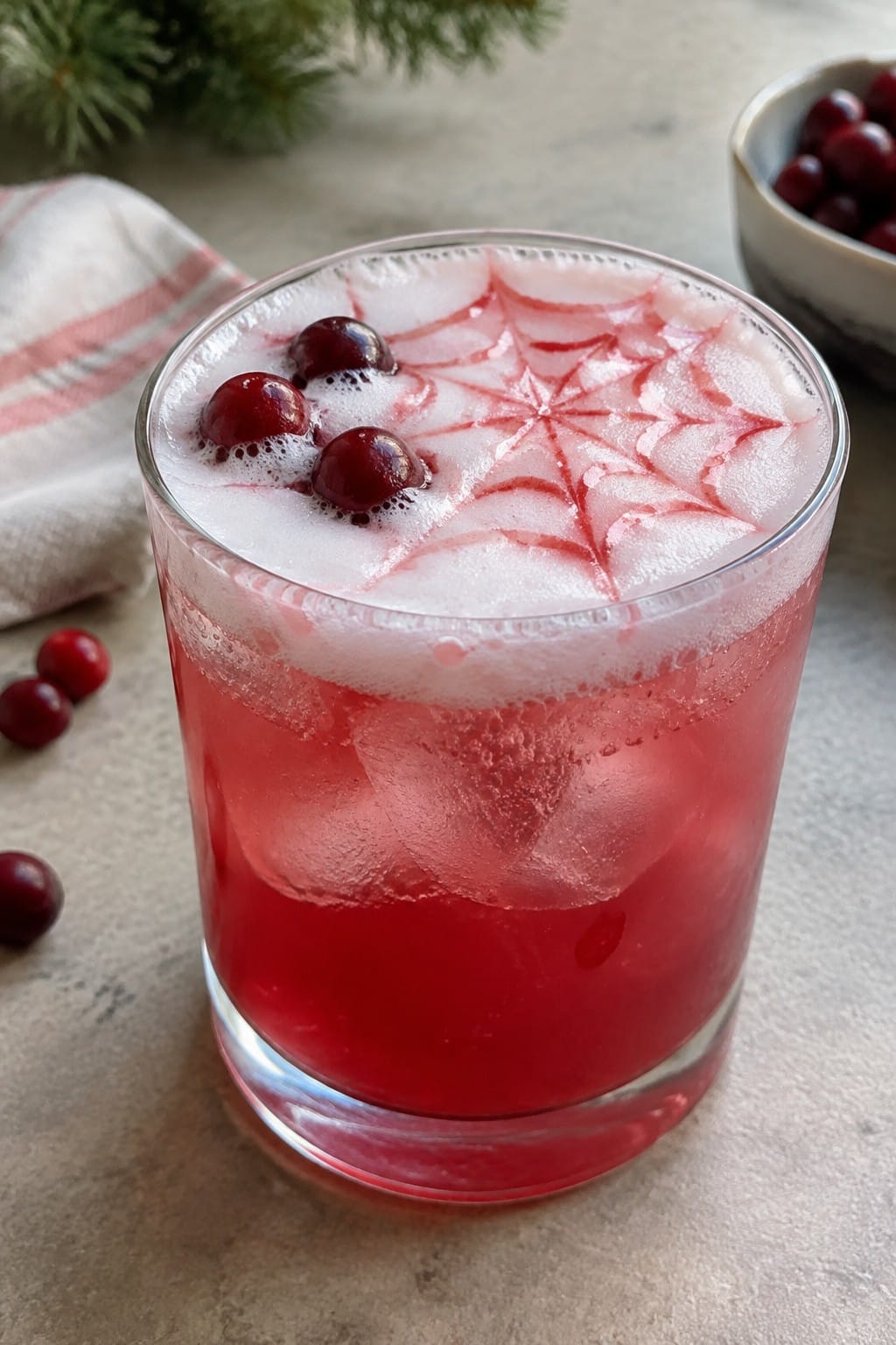 Cranberry Cobweb Gin Fizz