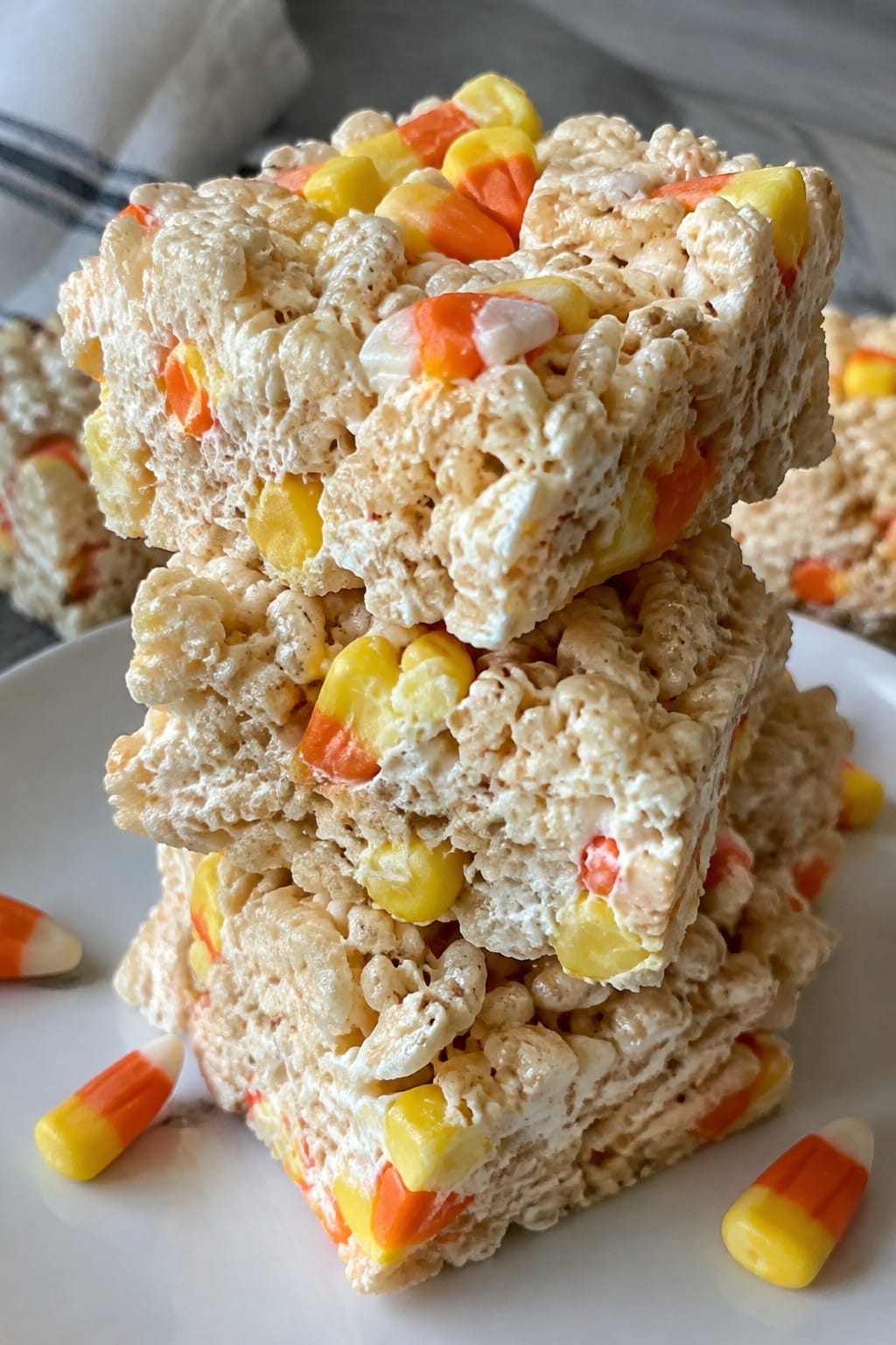 Candy Corn Rice Krispie Treat Squares