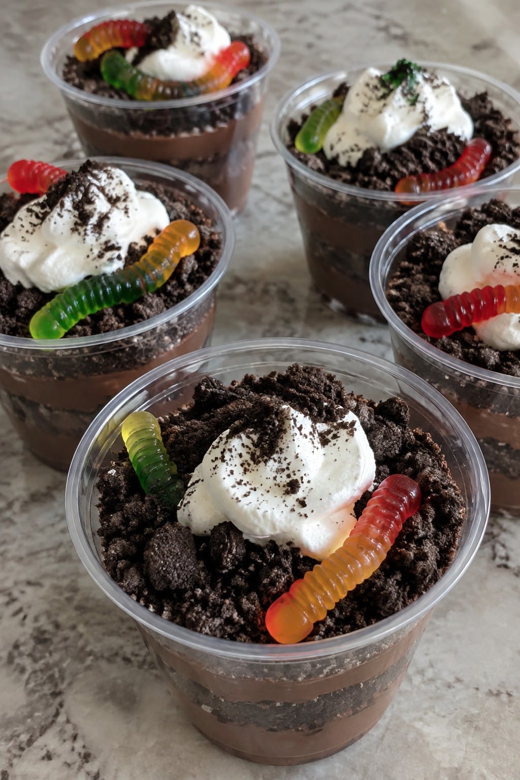 Oreo Dirt Pudding Cups with Gummy Worms
