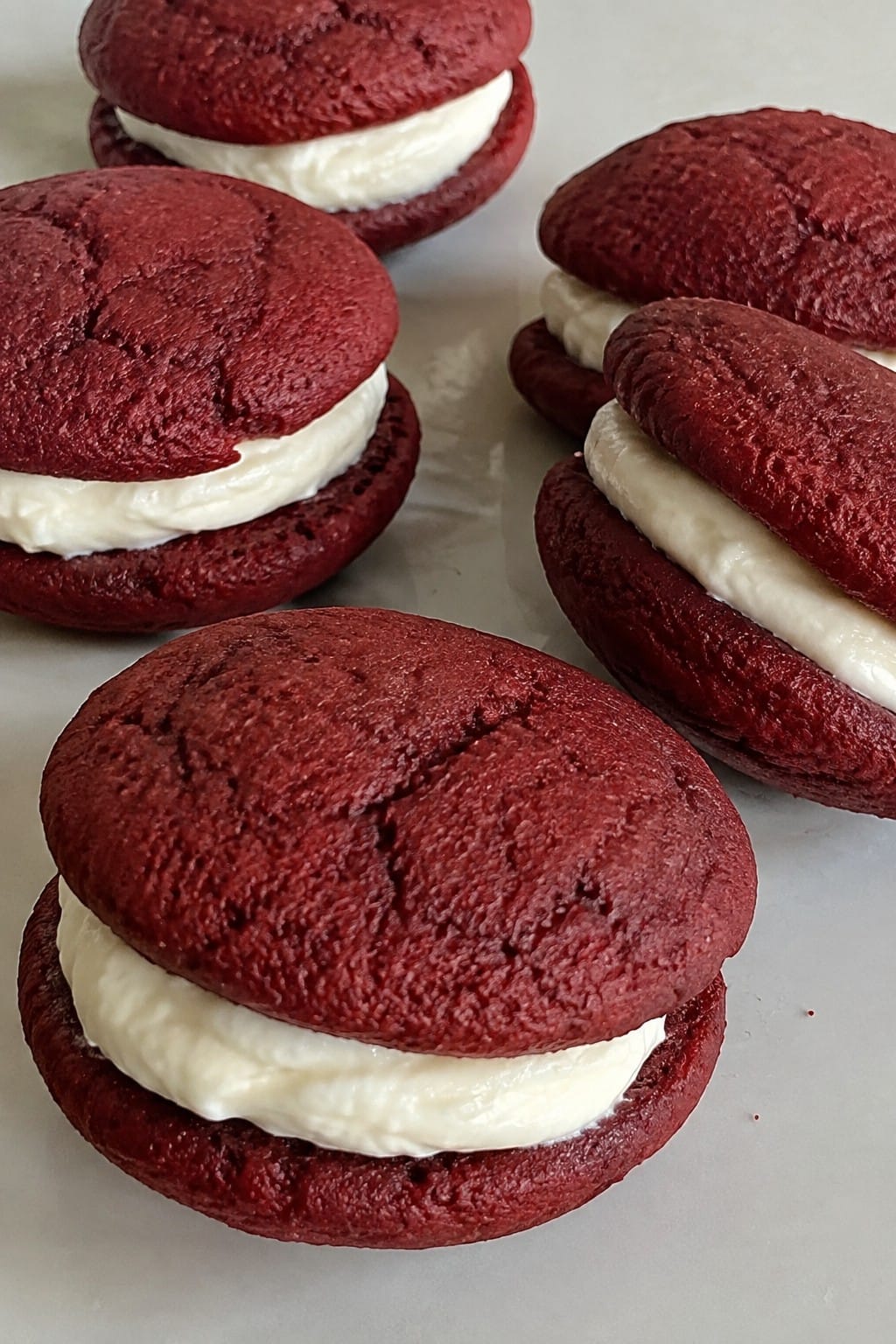 Red Velvet Whoopie Pies with Cream Filling