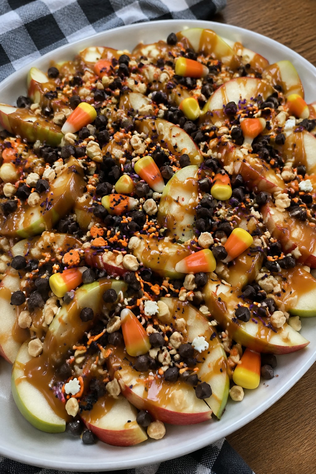 Caramel Apple Nachos with Toppings