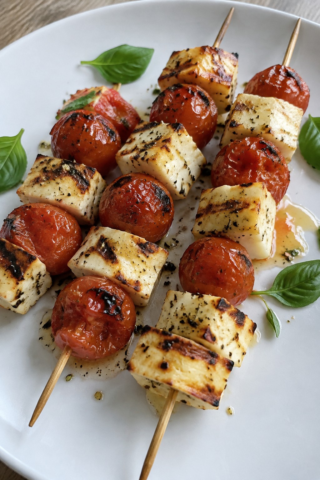 Grilled Halloumi and Cherry Tomato Skewers