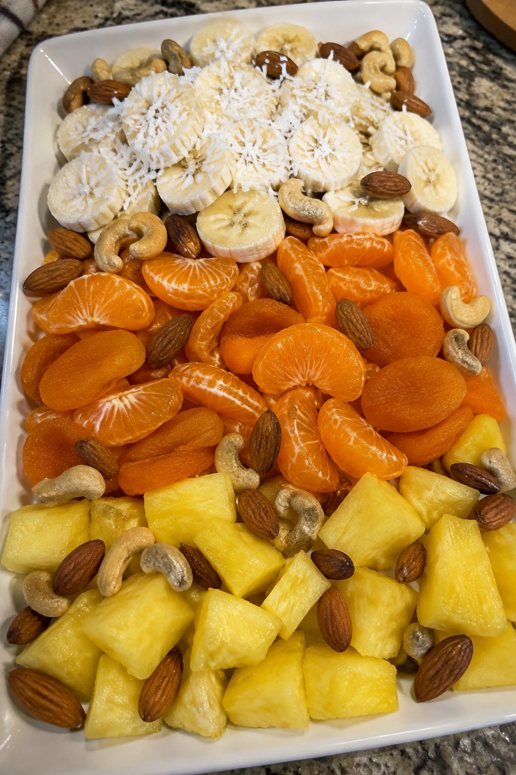 Candy Corn Layered Fruit and Nut Board