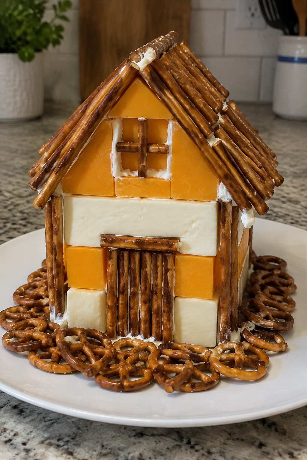 Haunted House Pretzel and Cheese Structure Board