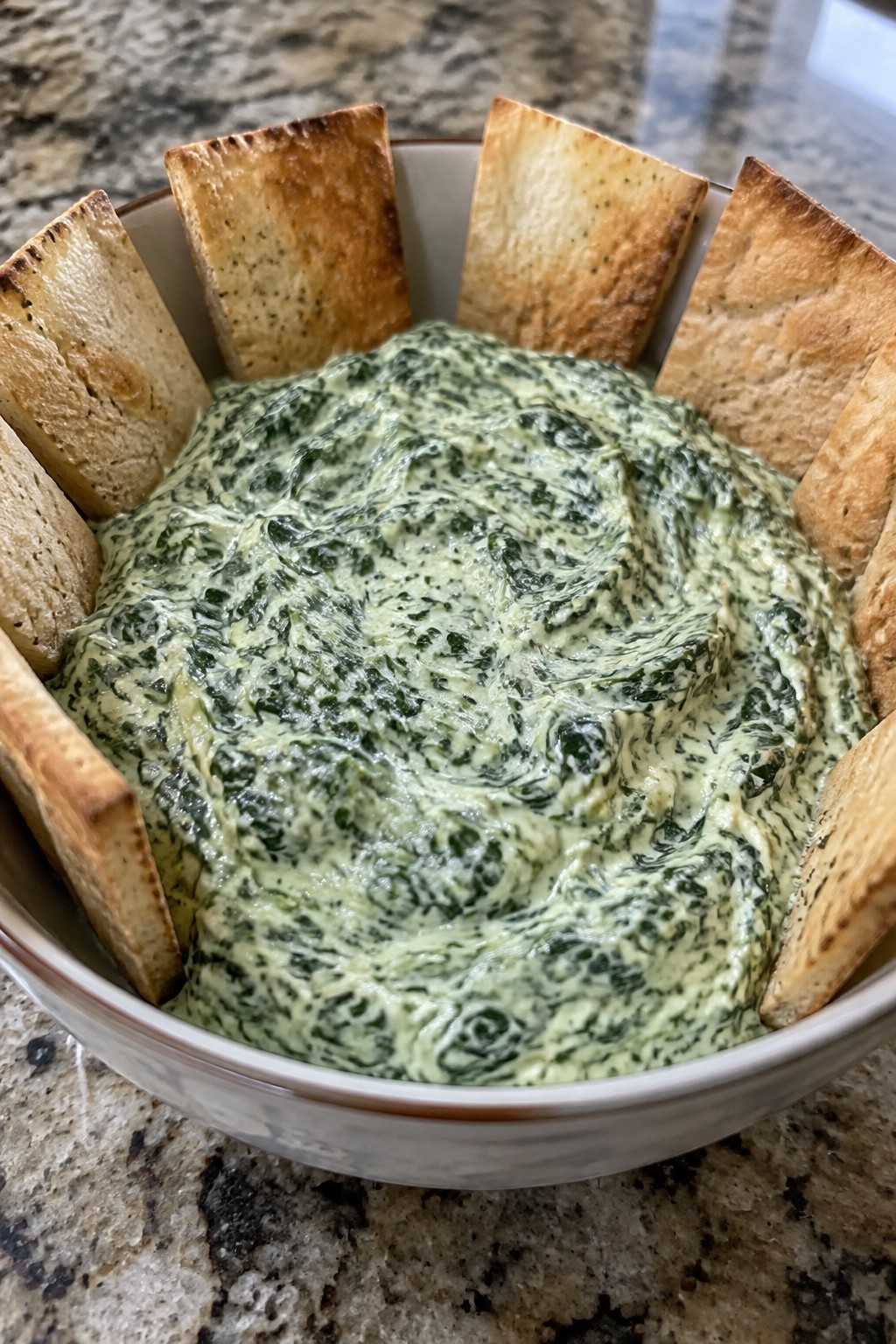 Graveyard Spinach Dip with Pita Chip Tombstones