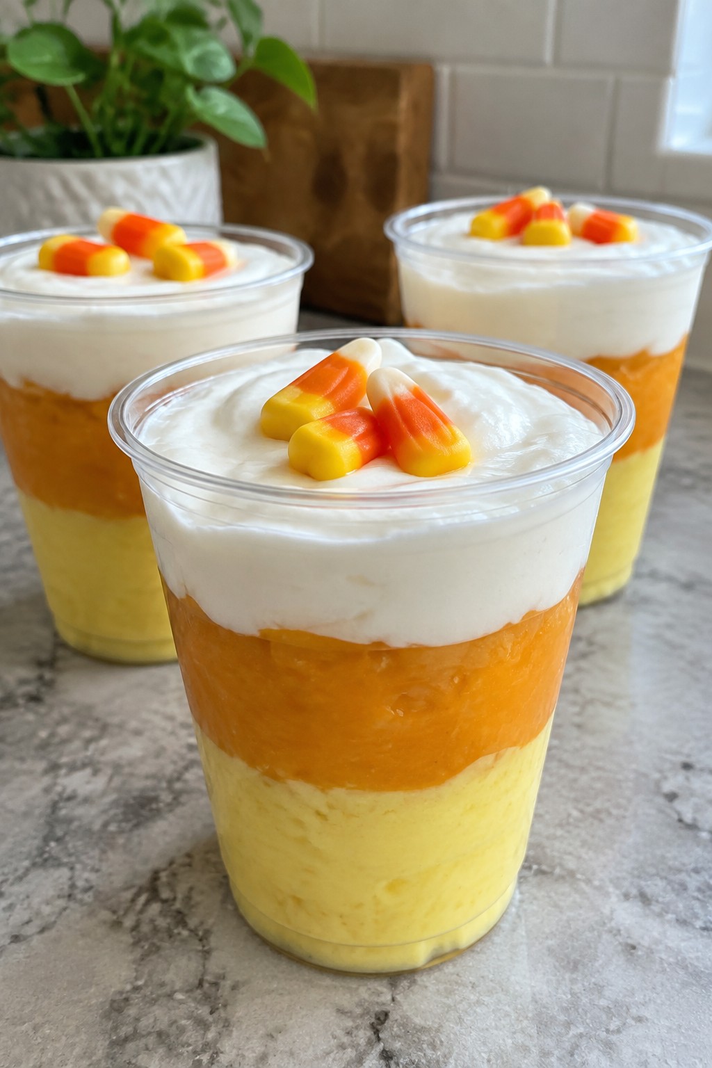 Candy Corn Layered Yogurt Parfaits