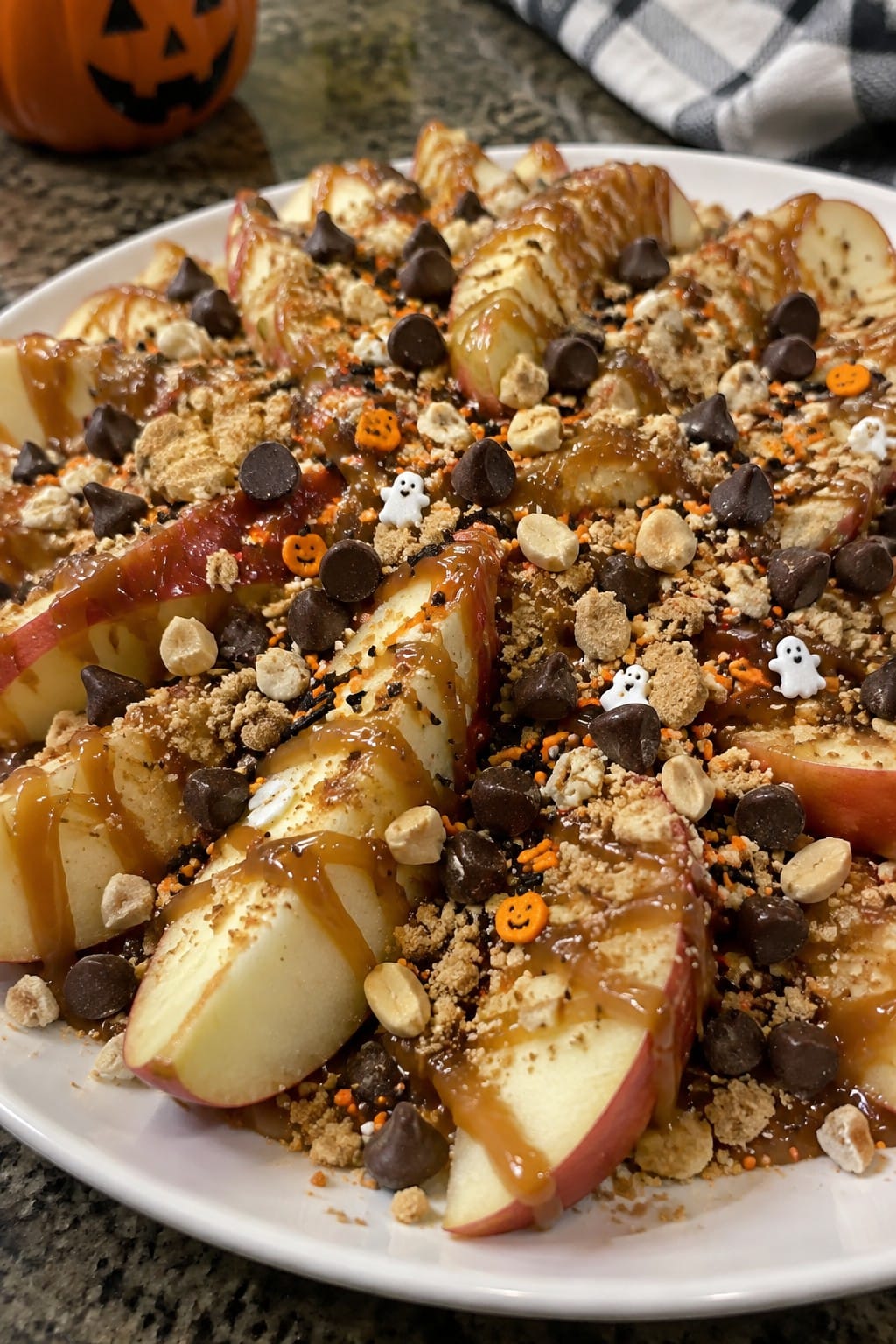 Caramel Apple Nachos with Toppings