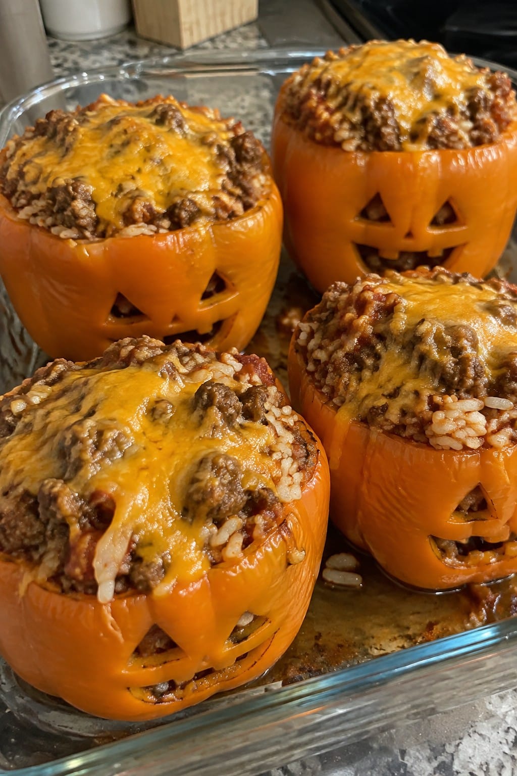 Jack-o'-Lantern Stuffed Bell Peppers
