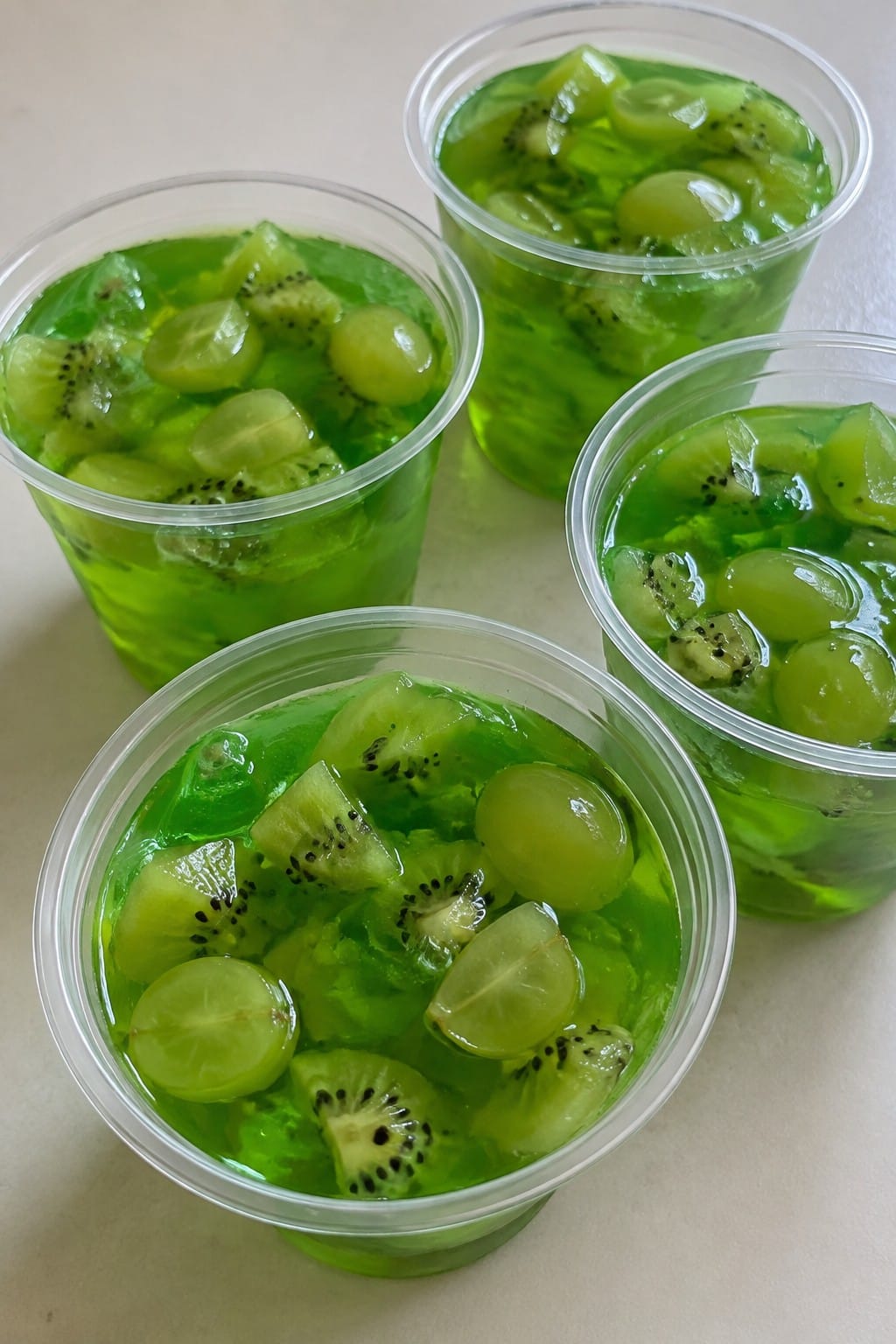 Monster Green Slime Jello Cups with Fruit
