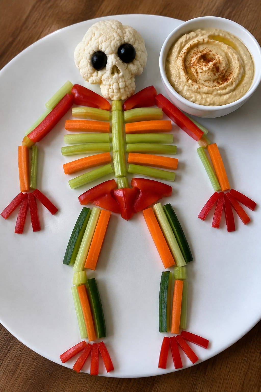 Skeleton Veggie Platter with Hummus