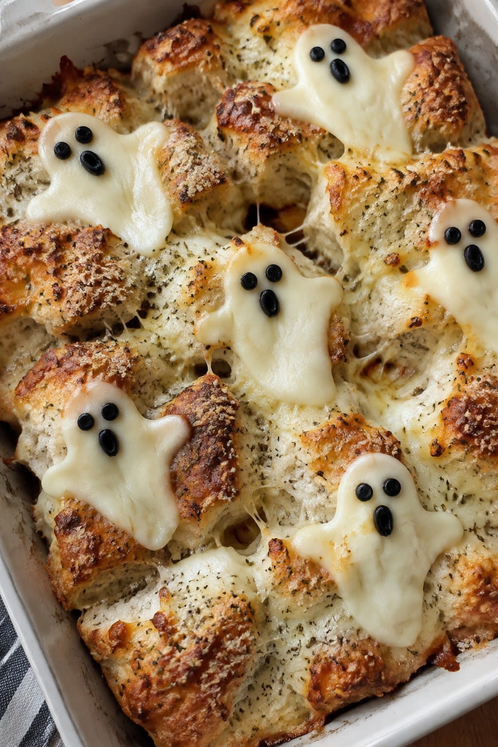 Cheesy Ghost Pull-Apart Pizza Bread