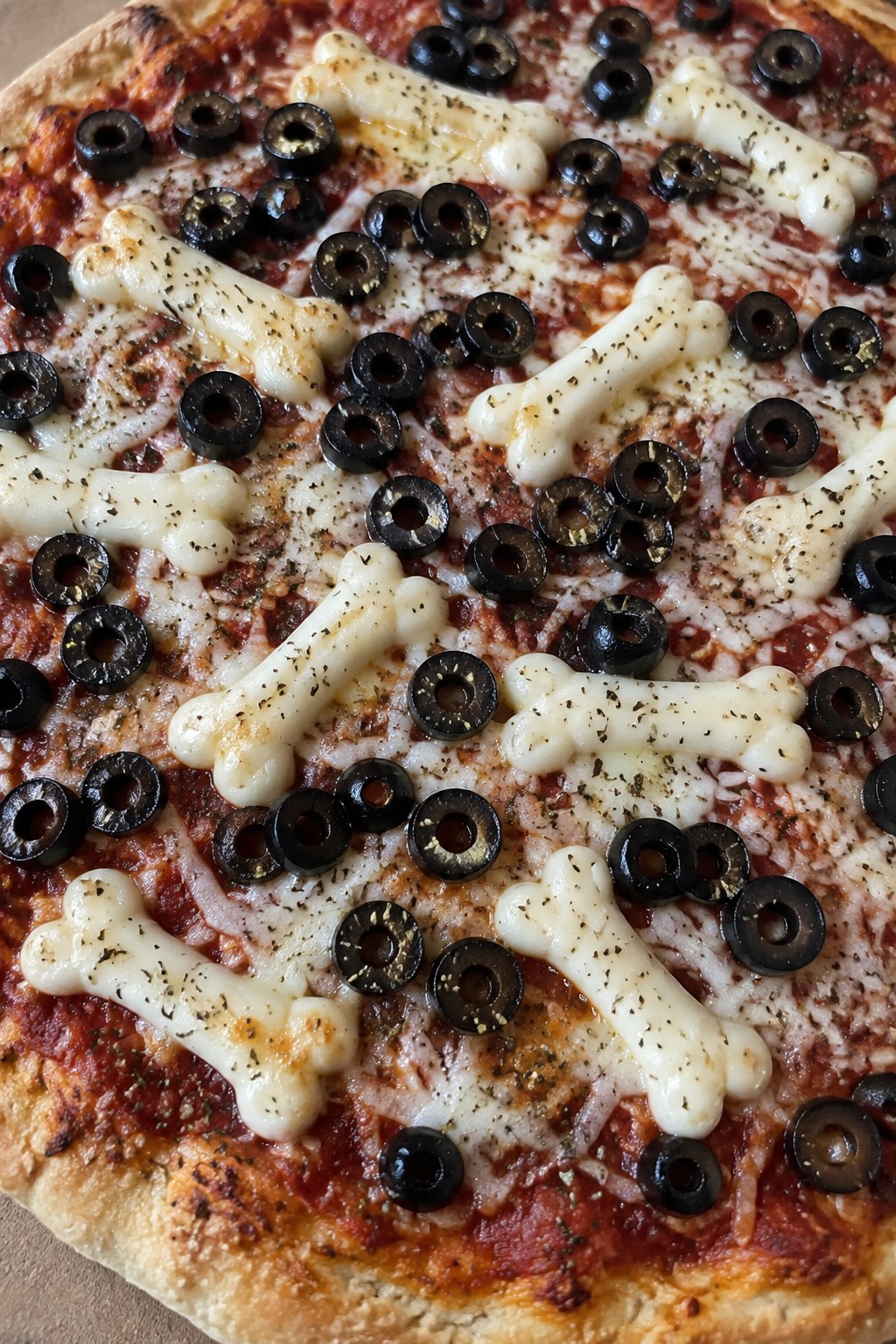 Skeleton Bone Black Olive Pizza