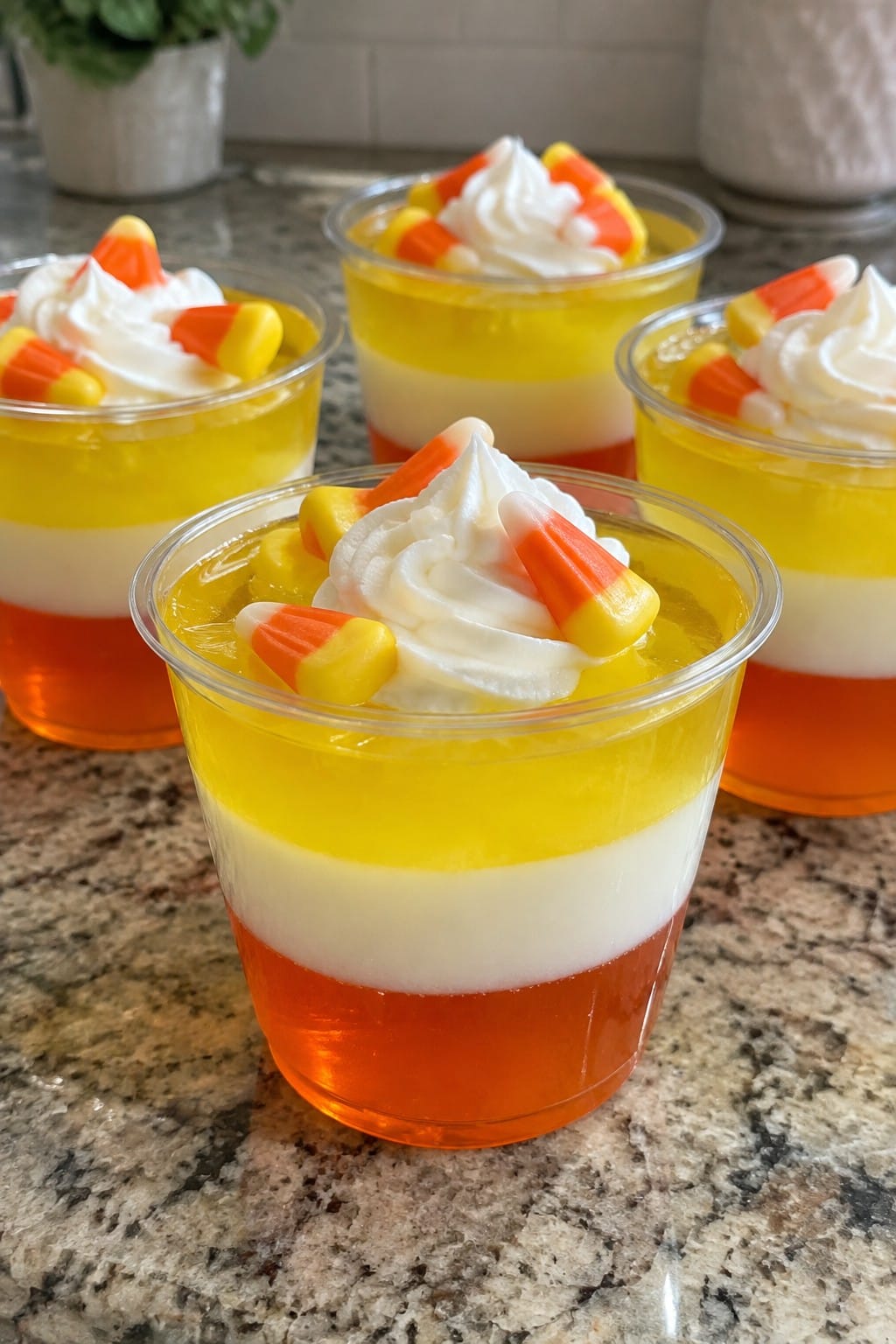 Candy Corn Layered Jell-O Parfaits