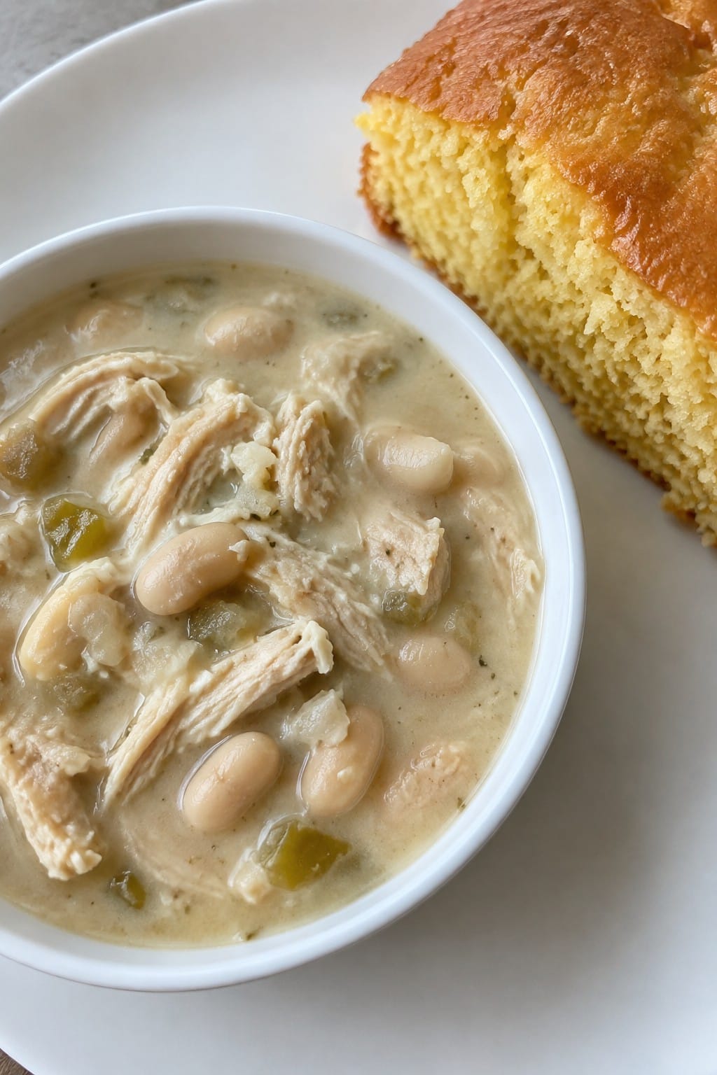 Ghostly White Chicken Chili with Cornbread