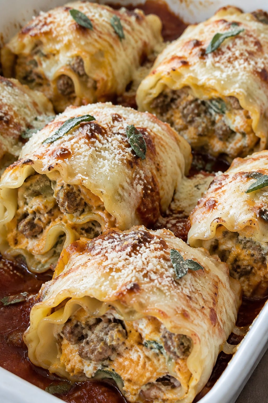 Pumpkin and Sausage Lasagna Roll-Ups