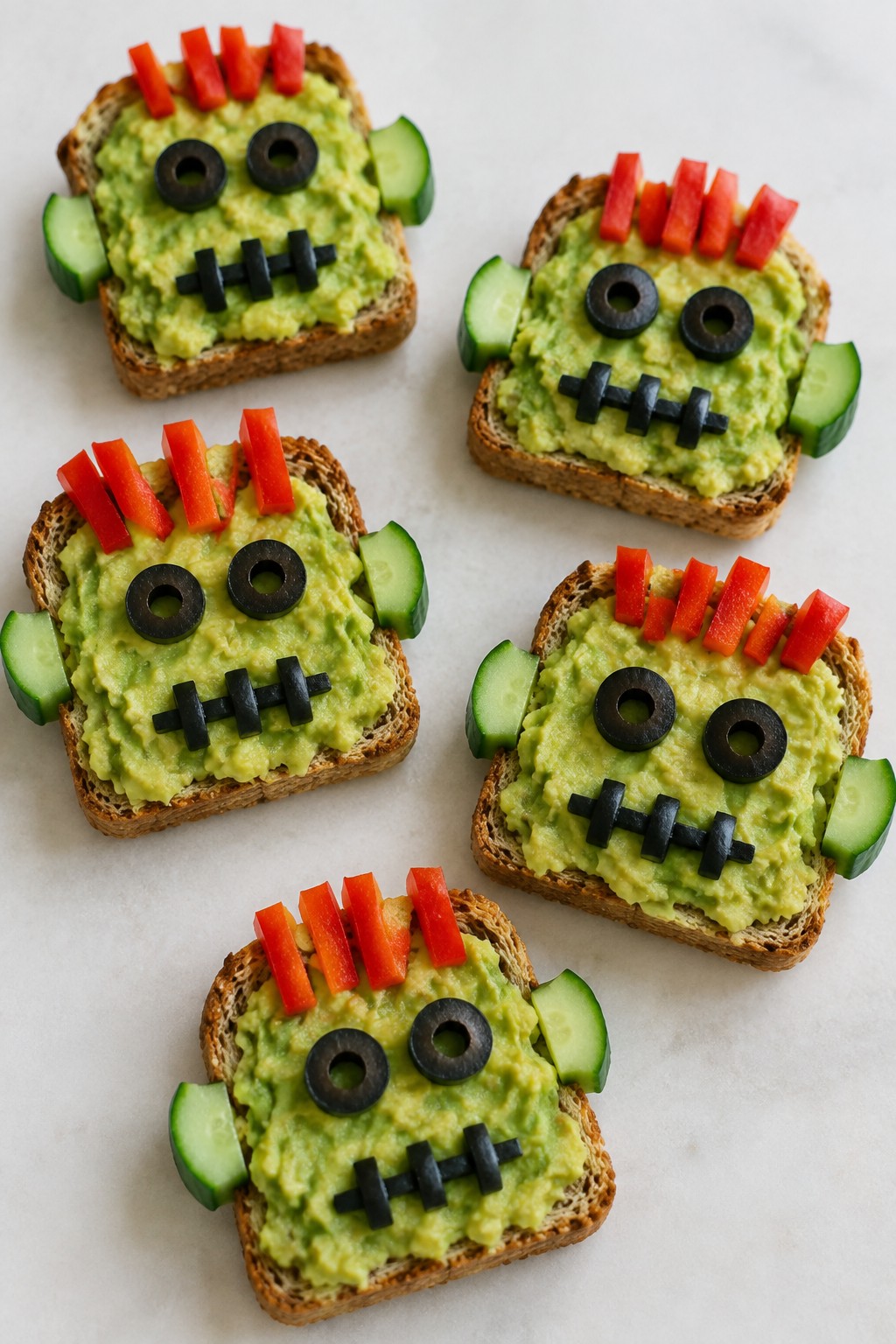 Frankenstein Avocado Toast Bites