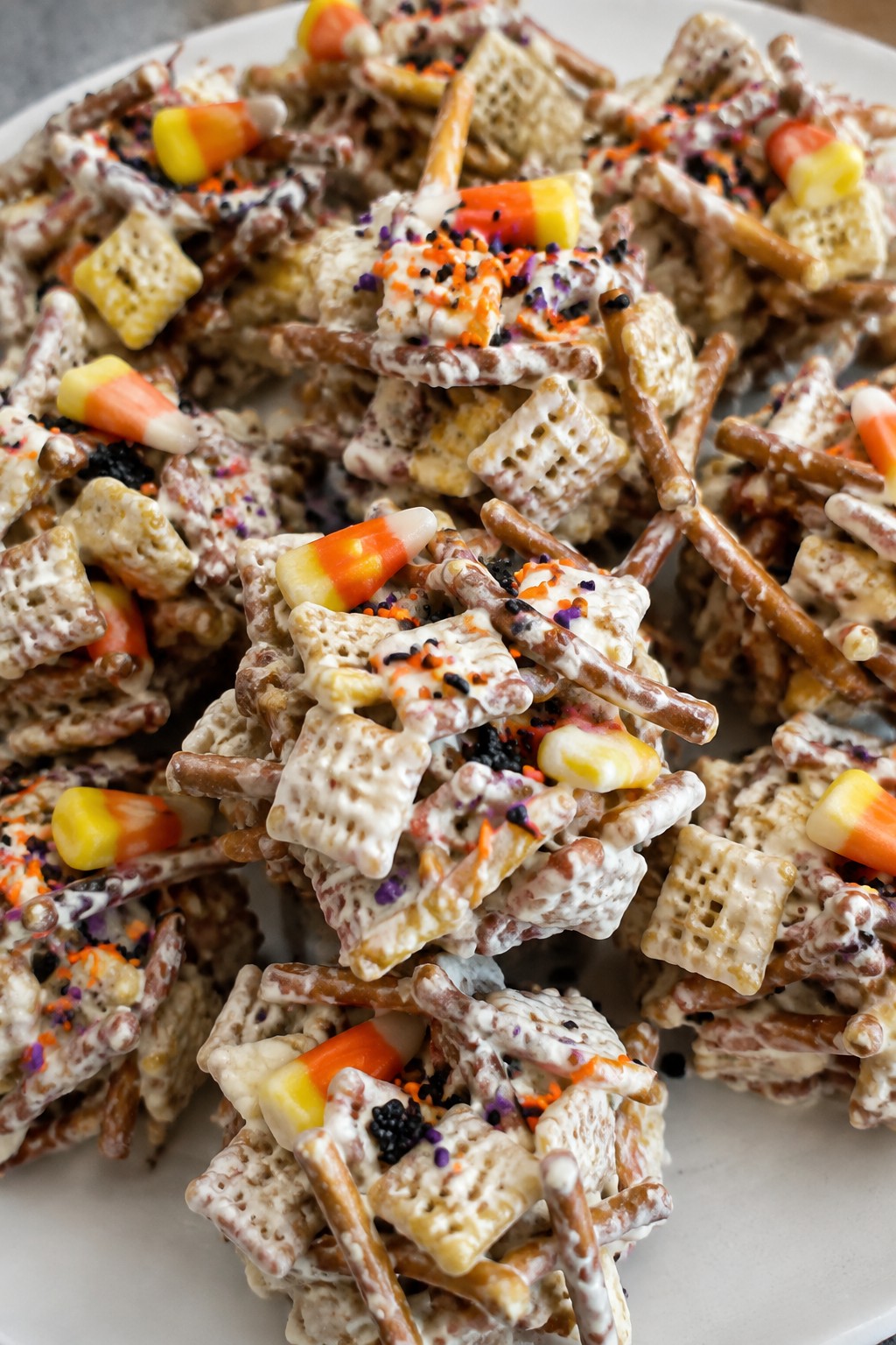 Haunted Haystack Chex Mix with Candy Corn